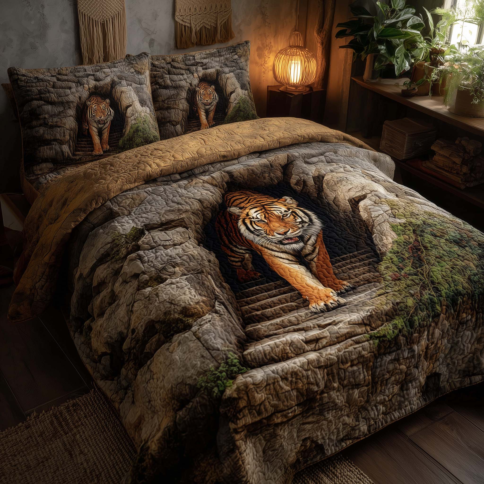 Majestic Tiger Quilted Bedding Set Over The Bed Decor Gifts For Tiger Lovers