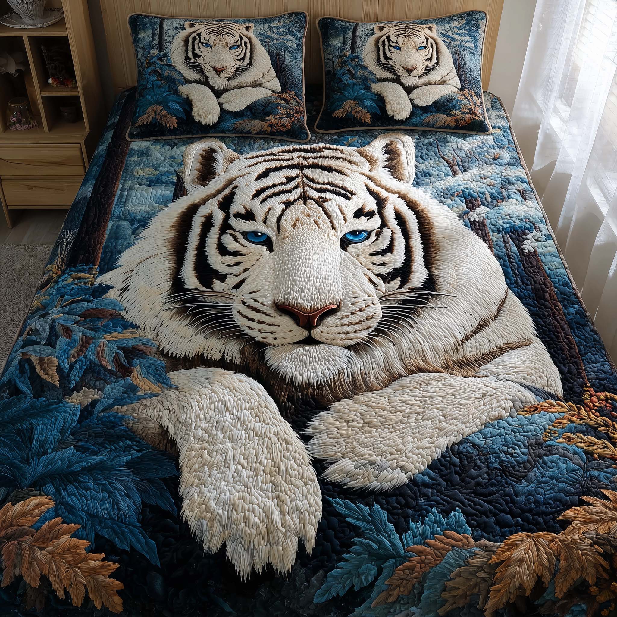 Majestic Tiger Quilted Bedding Set Unique Sheet Sets Tiger Gifts Father's Day