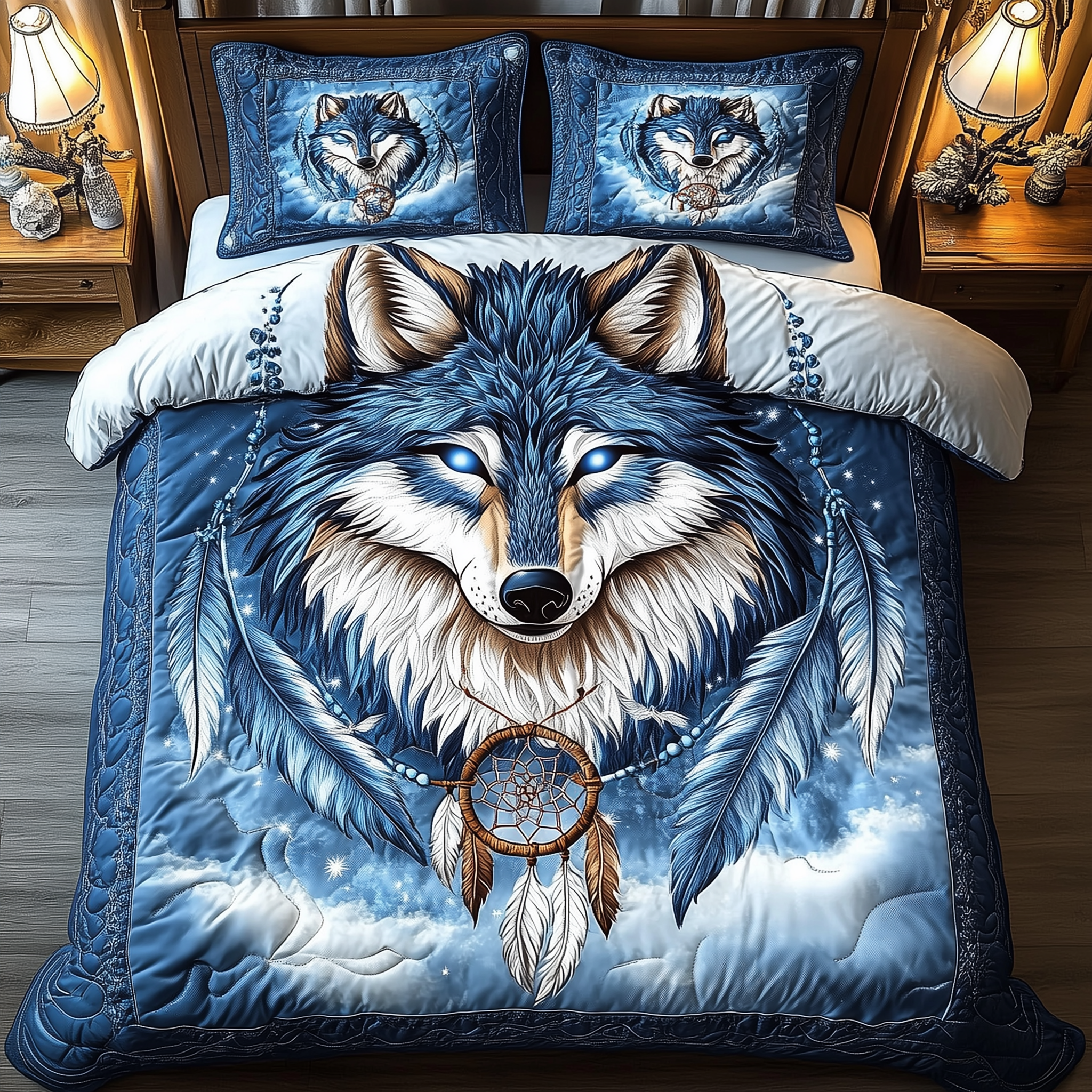 Majestic Wolf Quilted Bedding Set Best Bedding Comforter Sets Themed Wolf Gifts For Him
