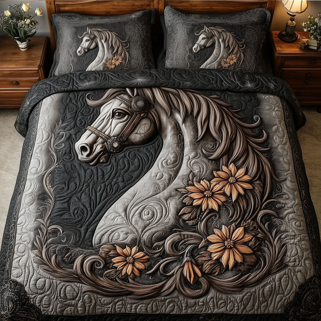 Majesty Horse Quilted Bedding Set Cover Bed Set Gifts For Teenage Horse Lovers