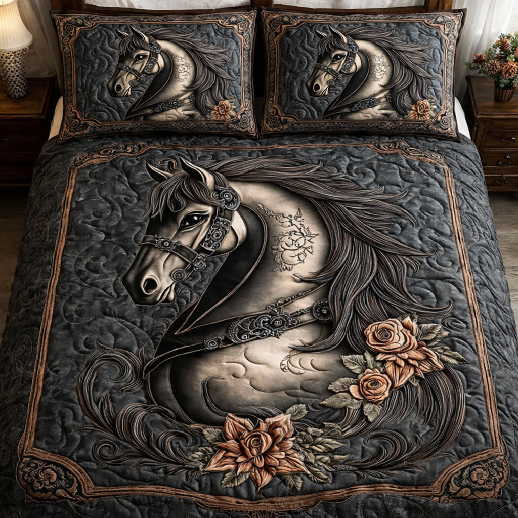 Majesty Horse Quilted Bedding Set Quilt Comforter Sets Gifts For Someone Who Likes Horses
