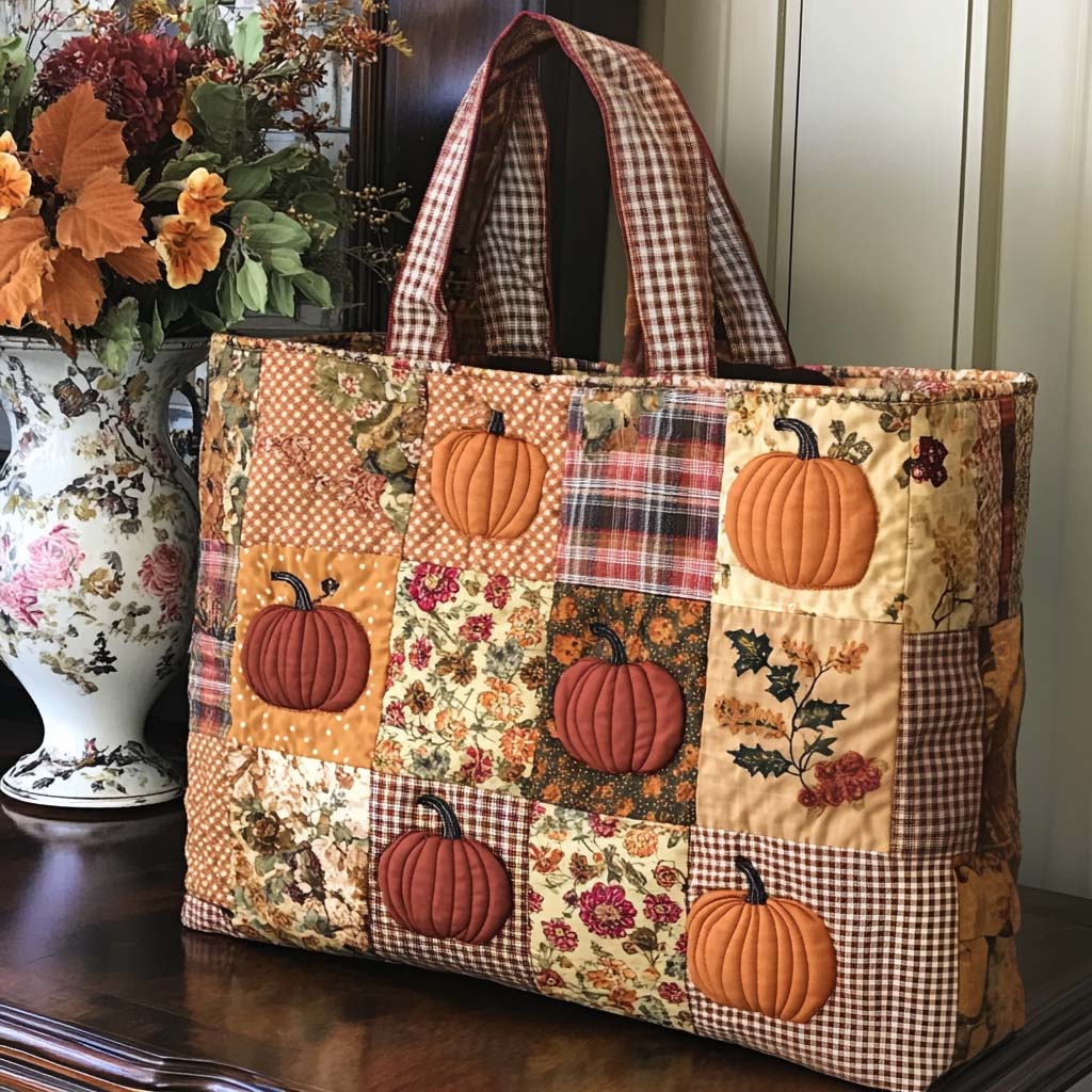 Maple Mood Quilted Tote Bag Quilted Shoulder Bag Autumn Inspired Gifts