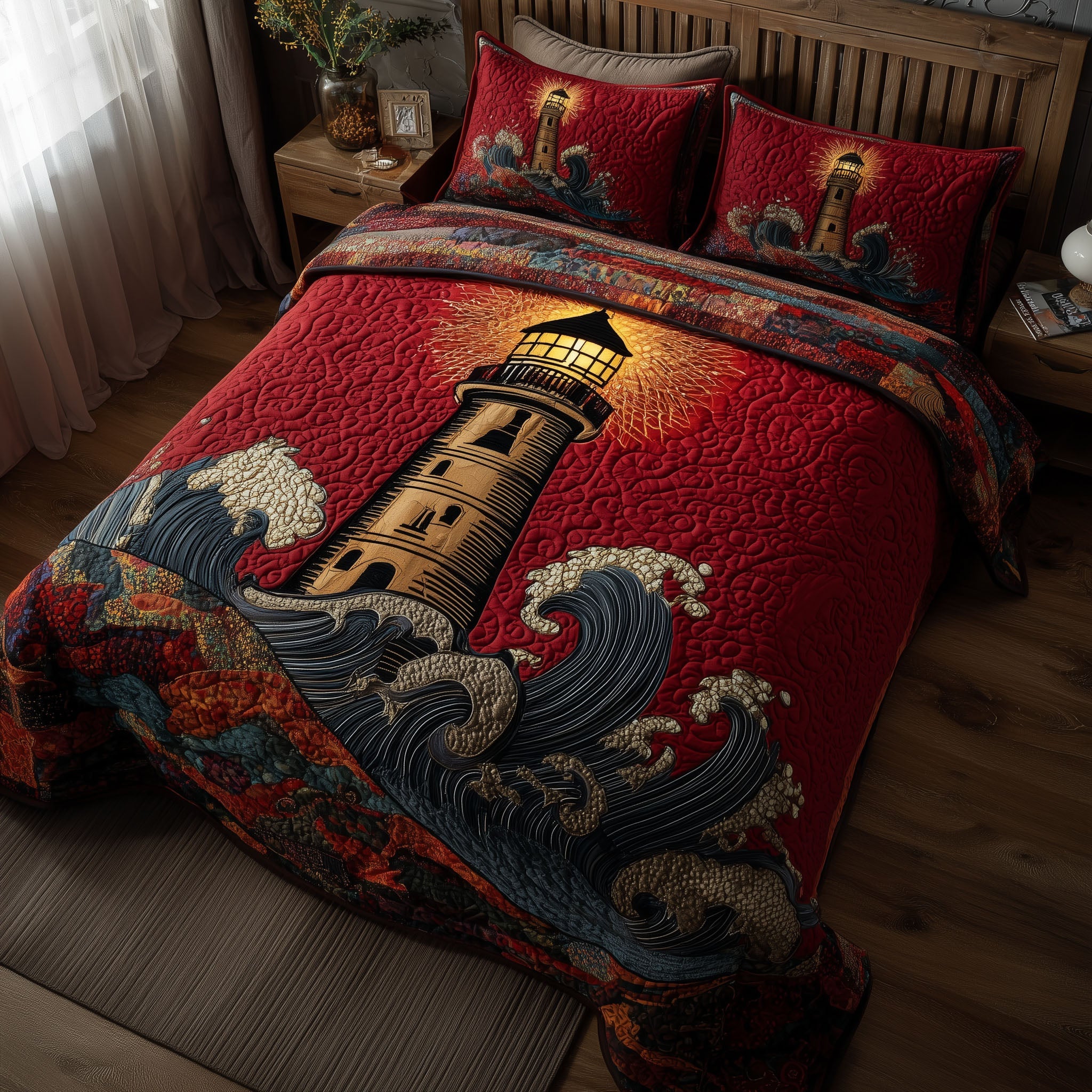 Mariner Spire Quilted Bedding Set Bed Comforter Set Lighthouse Gifts For Mom