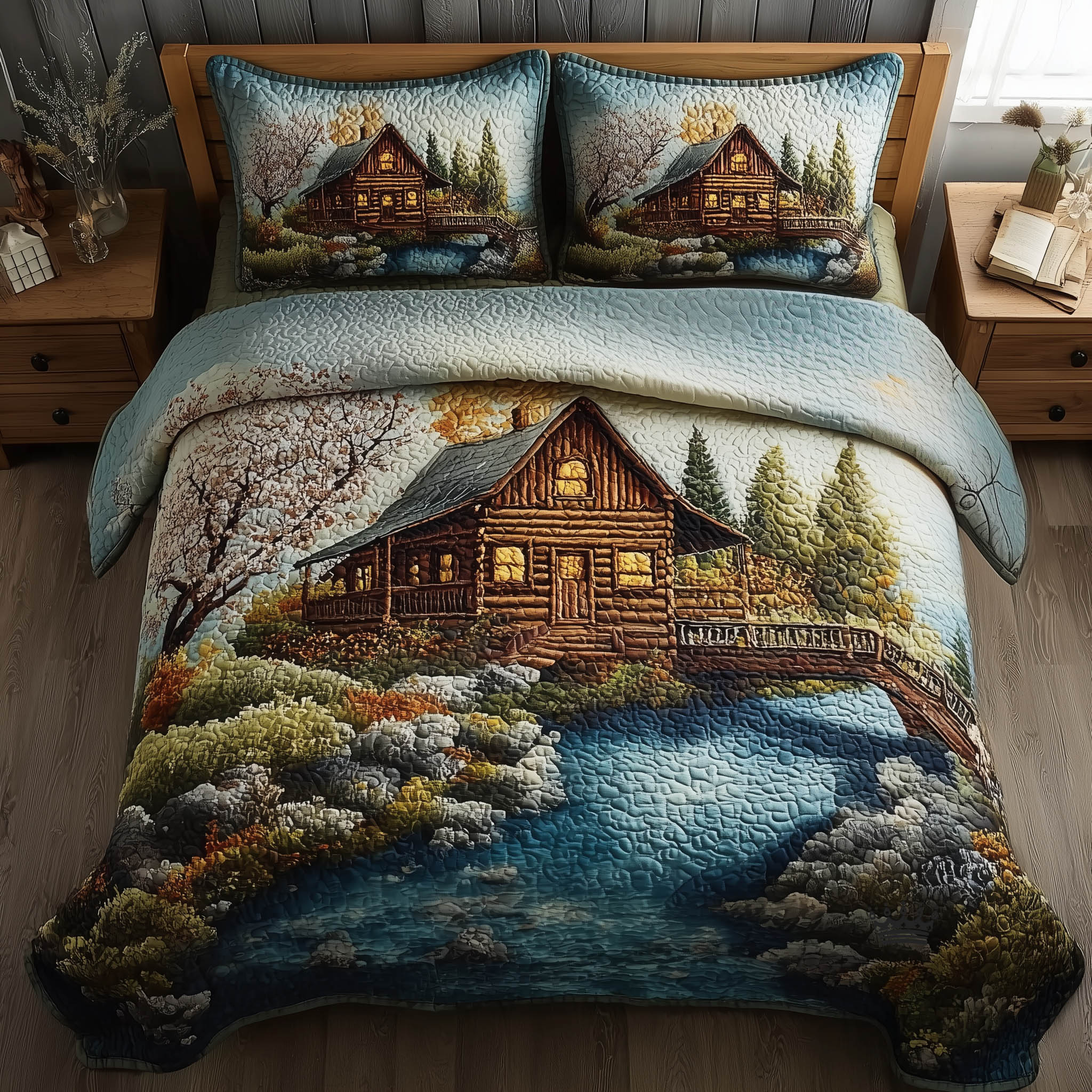 Meadow Cabin Quilted Bedding Set Bed Bedding Set Mother Gift Ideas