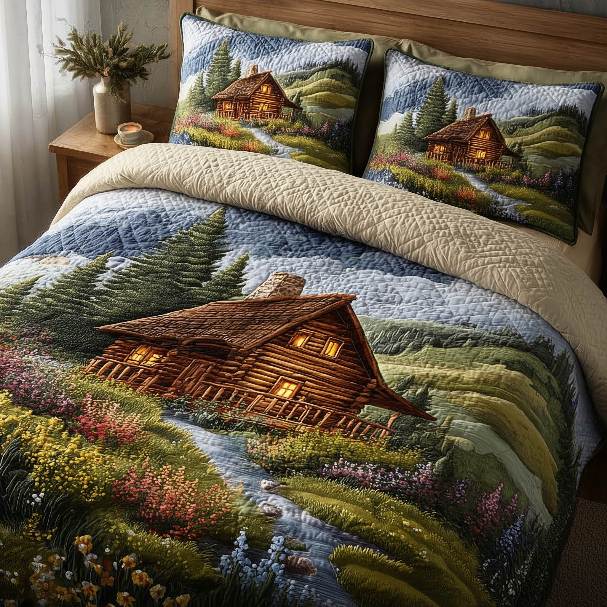 Meadow Cabin Quilted Bedding Set Bed Decor Best Gifts For Your Mom