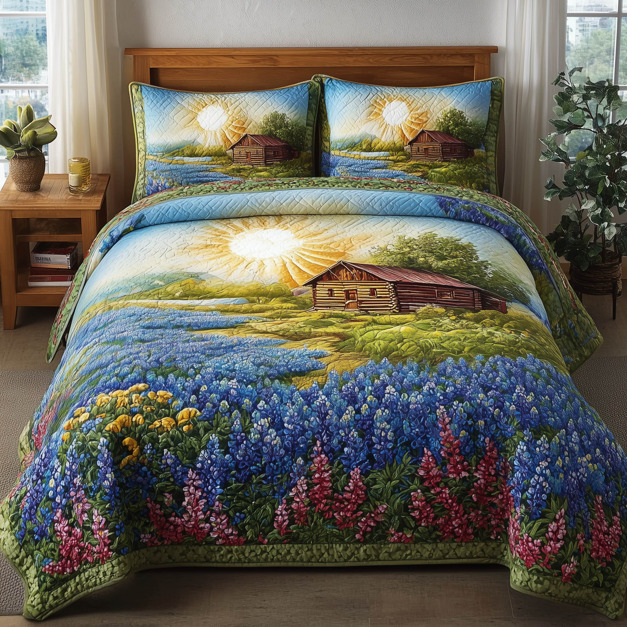 Meadow Cabin Quilted Bedding Set Bedsheet Comforter Set Presents For Mother In Law