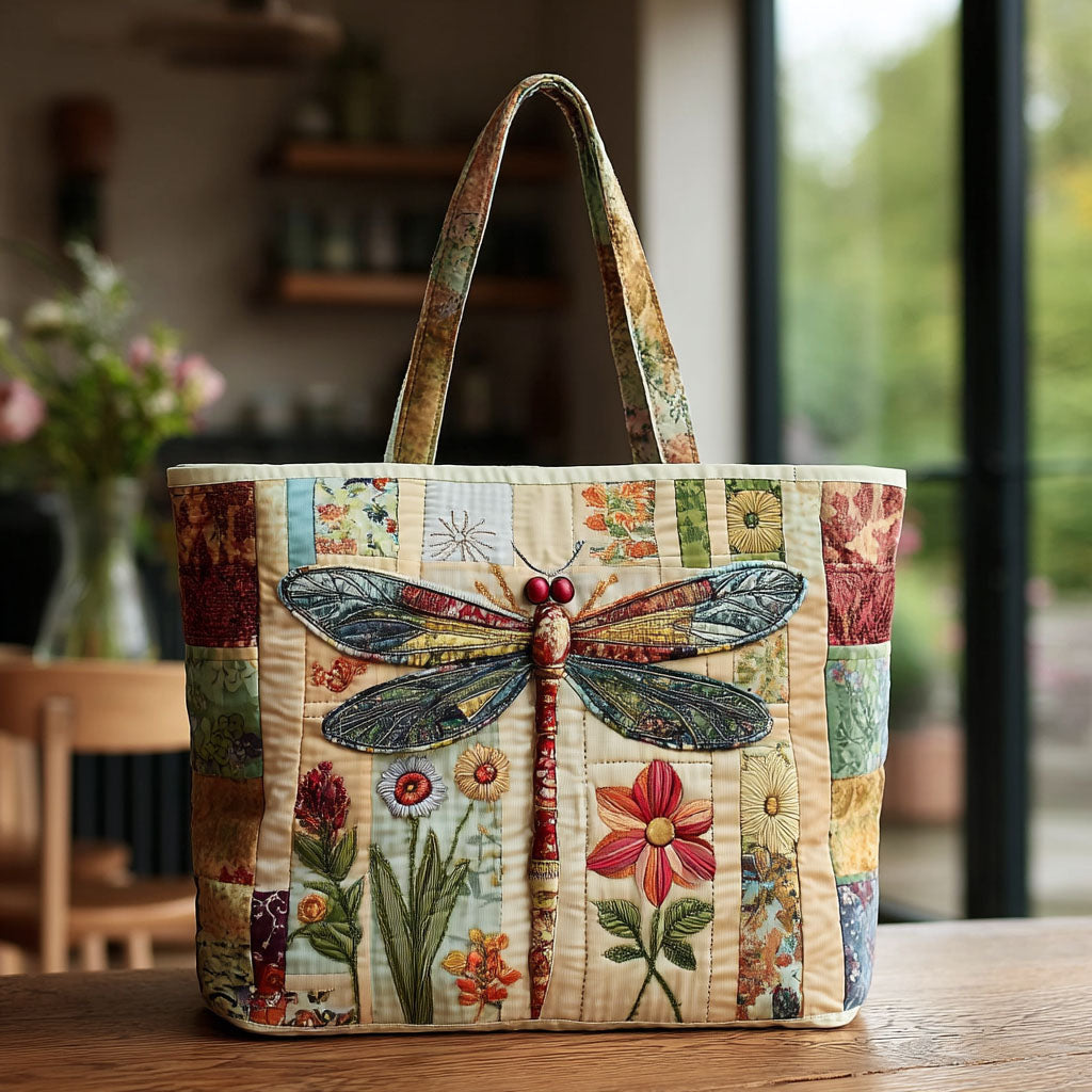 Meadow Glider Quilted Tote Bag Best Luxury Tote Best Dragonfly Gifts For Christmas
