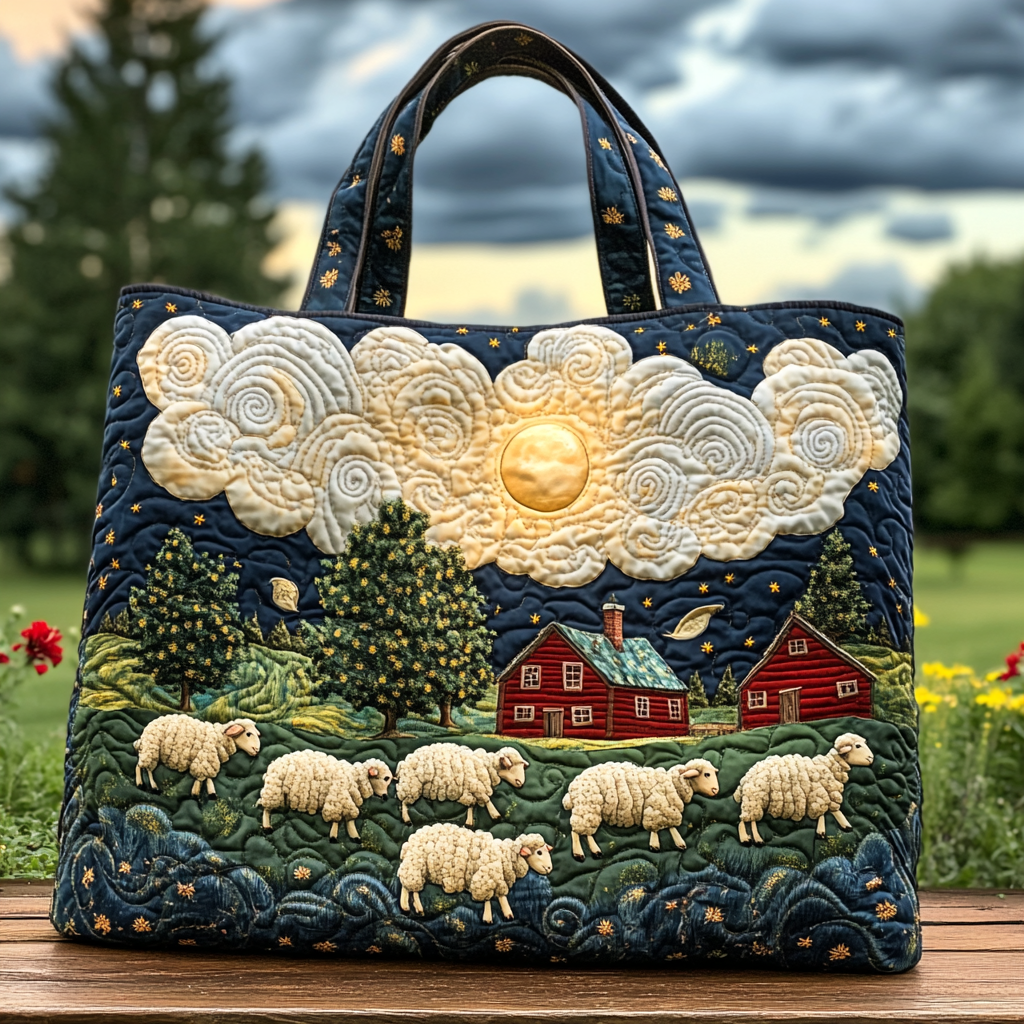 Meadow Sheep Quilted Tote Bag Cool Tote Bags For Women Sheep Christmas Presents