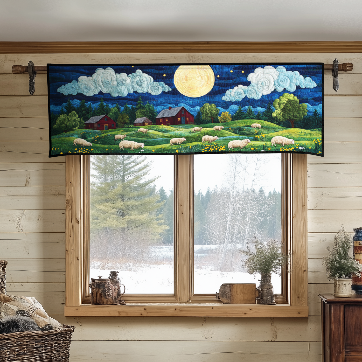 Meadow Sheep Quilted Valance Entrance Way Ideas Gifts For Farmer