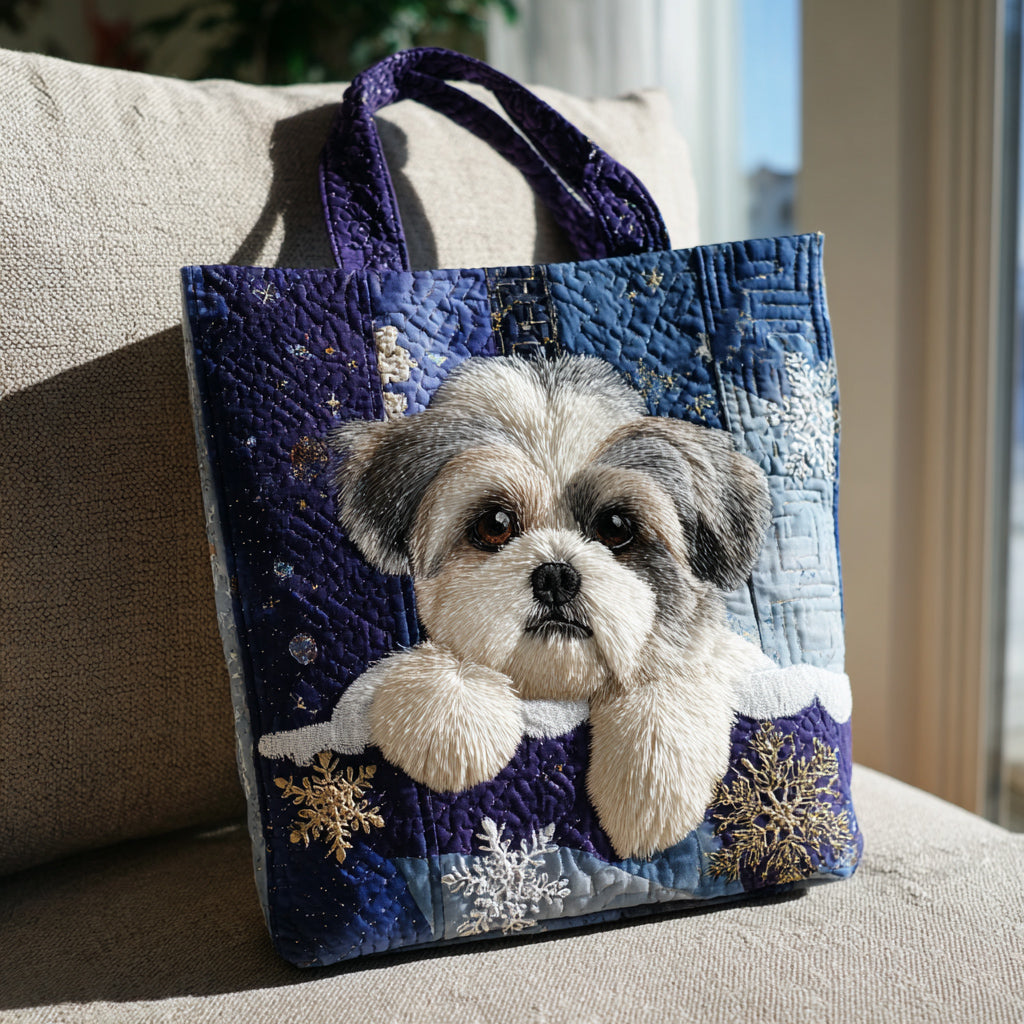 Meadow Shih Tzu Quilted Tote Bag Popular Designer Tote Bags Shih Tzu Owner Gifts