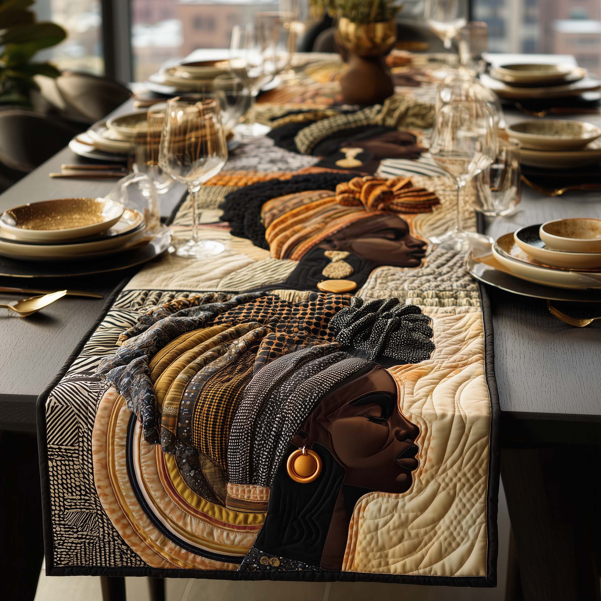 Melanin Queens Quilted Table Runner Kitchen Table Decor African American Heritage Month Gifts