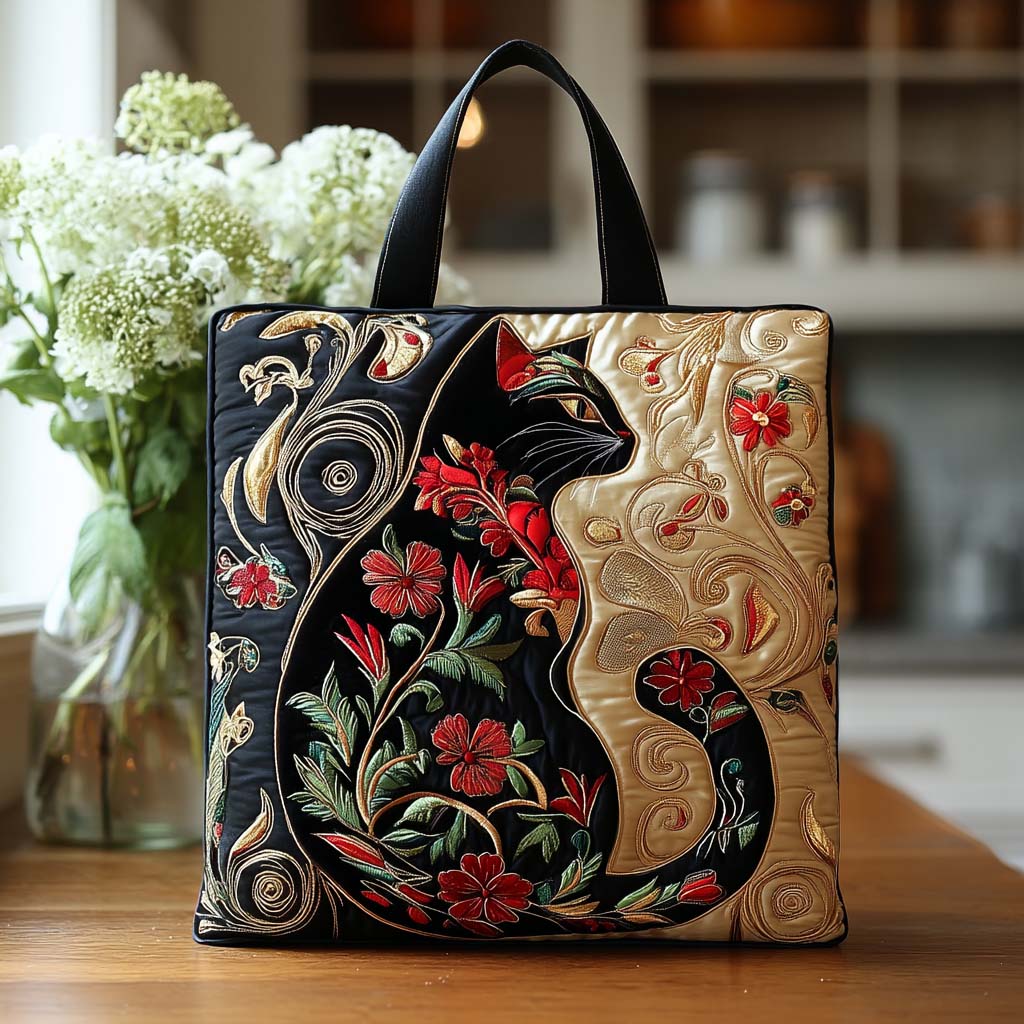 Meow Magic Quilted Tote Bag Popular Designer Totes Cat Themed Gifts