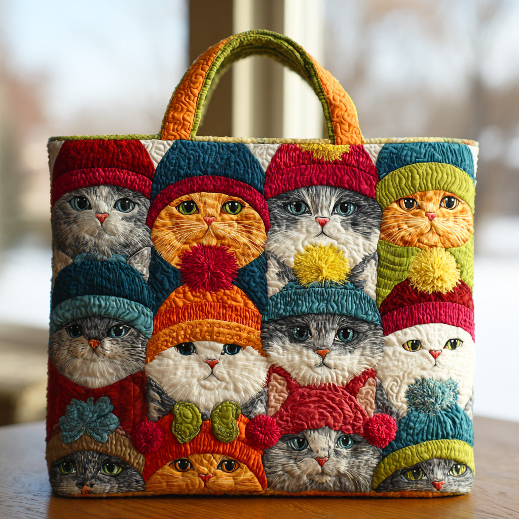 Meow Parade Quilted Tote Bag Womens Handbag Best Presents For Mothers