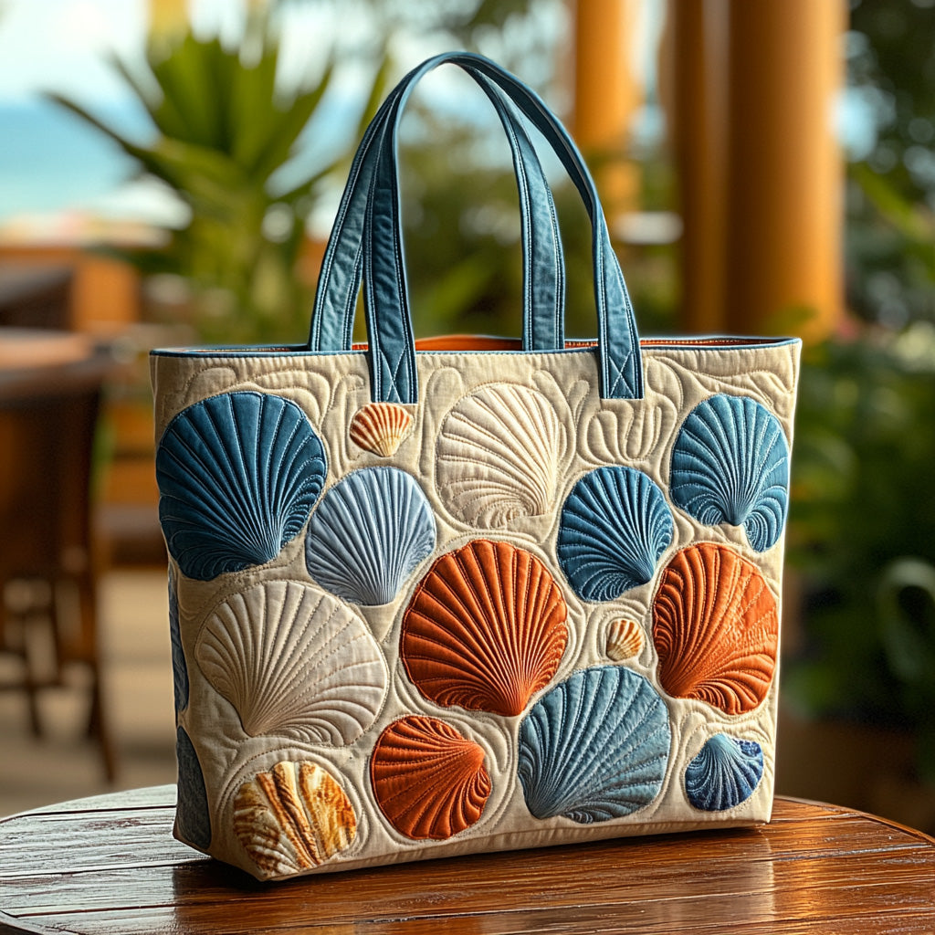 Mermaid Shells Quilted Tote Bag Womens Shoulder Bags Beach Themed Gifts For Her
