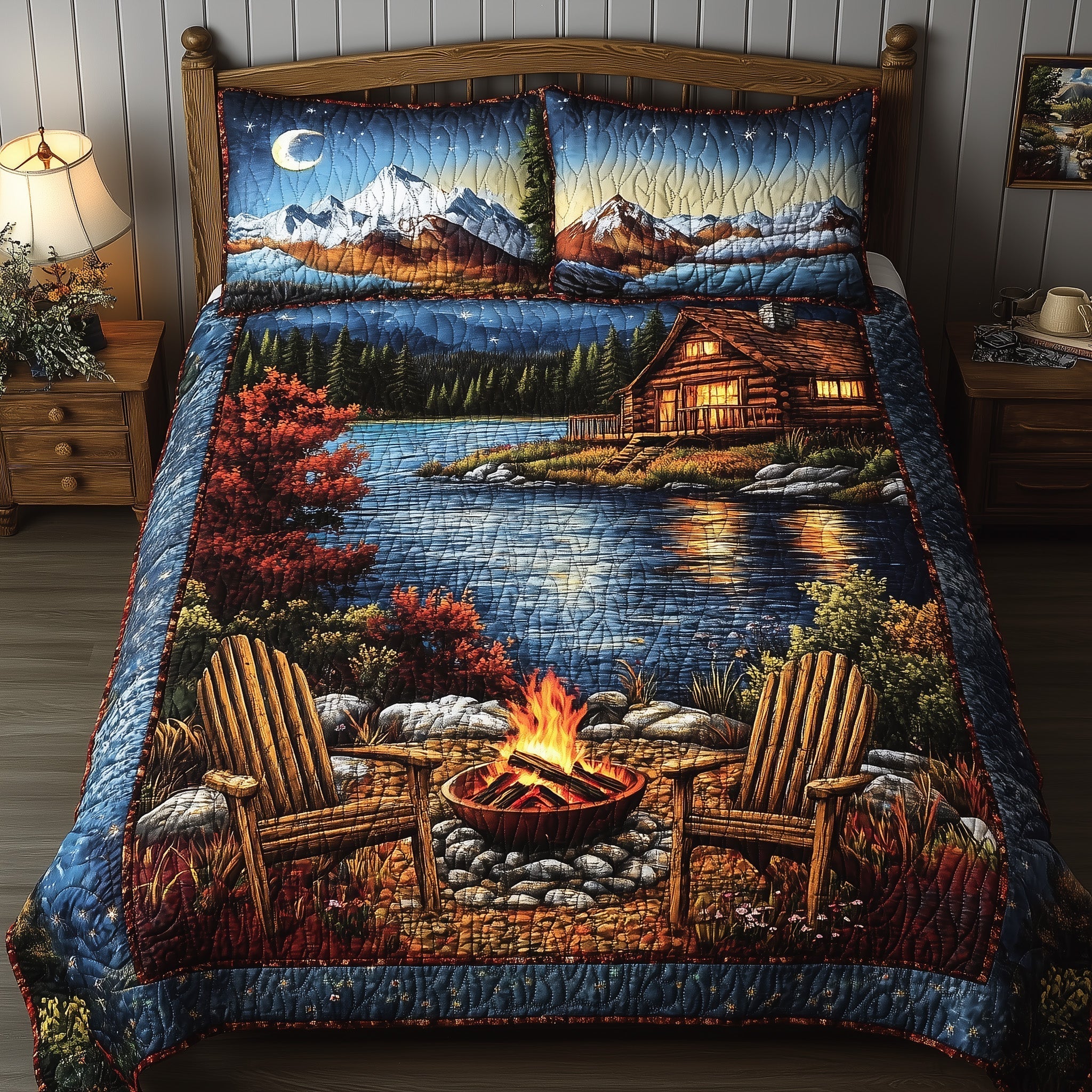 Midnight Harmony Quilted Bedding Set Unique Bed Sheet Set Best Gifts For Dad