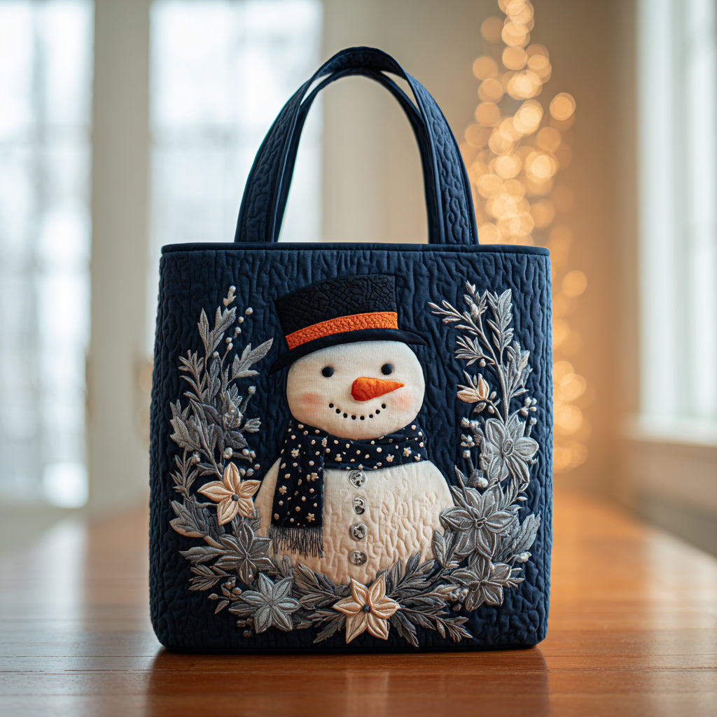Midnight Snowman Bloom Quilted Tote Bag Santa Tote Bags Christmas Ideas For Wife