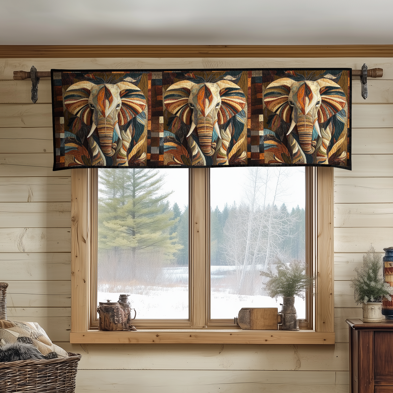 Midnight Wanderer Quilted Valance Christmas Entry Way Decor Christmas Gift For Elephant Lovers