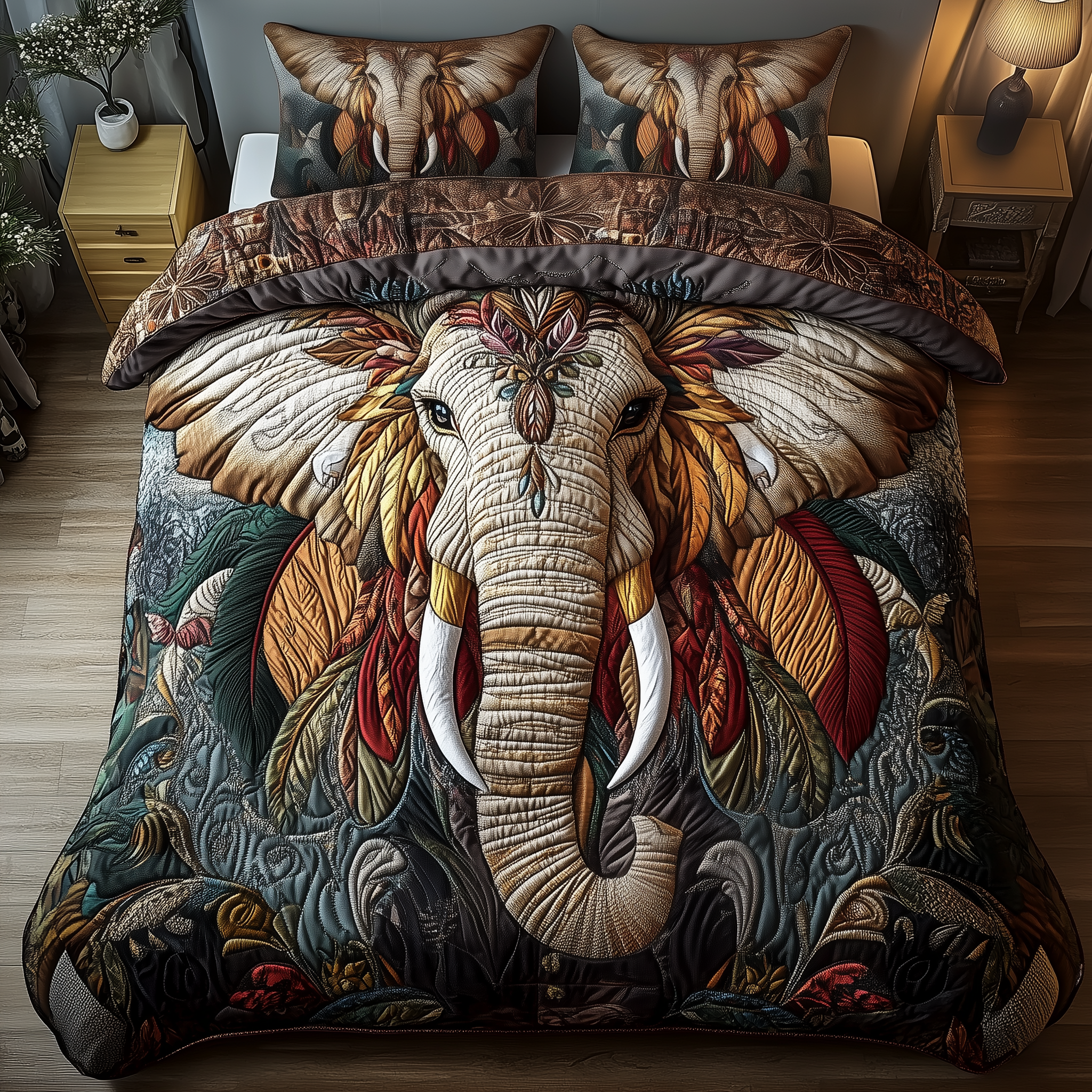 Mighty Elephant Quilted Bedding Set Great Bed Sets Christmas Gift For Elephant Lovers