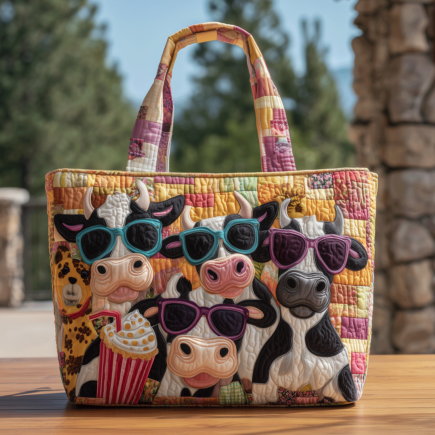 Moo Crew Quilted Tote Bag Quilted Shoulder Bag Gift For Cow Lover