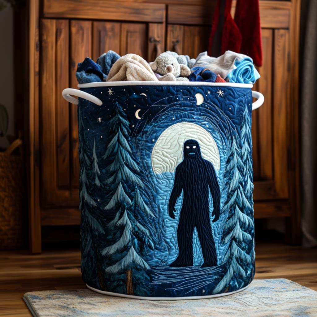 Moonlit Forest Yeti Quilted Laundry Basket Laundry Hamper Best Bigfoot Gifts