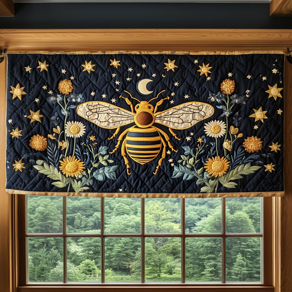 Moonlit Hive Quilted Valance Modern Holiday Decor Cactus Themed Gifts