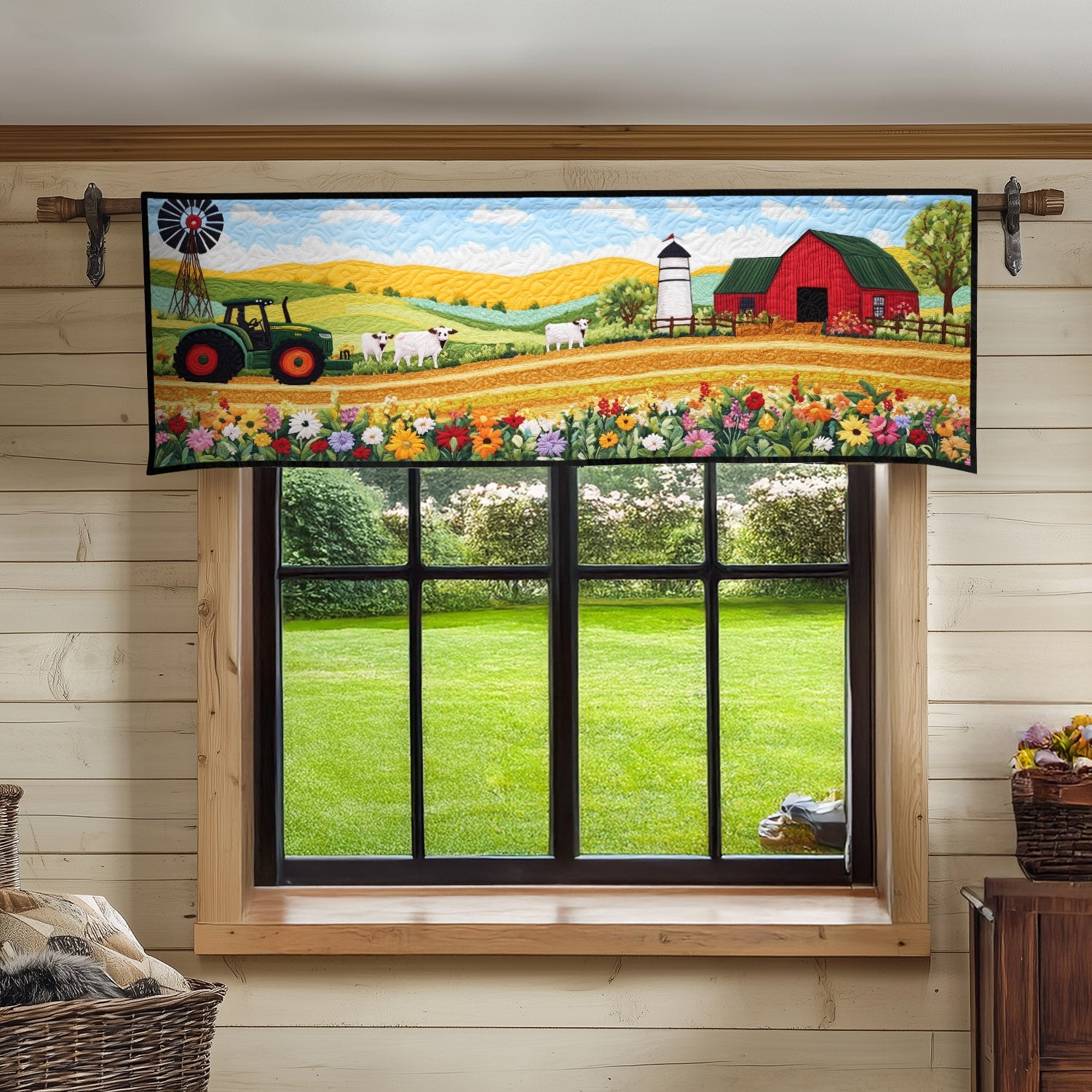 Morning Farm Breeze Quilted Valance Christmas Entryway Decor Great Gifts For A Farmer