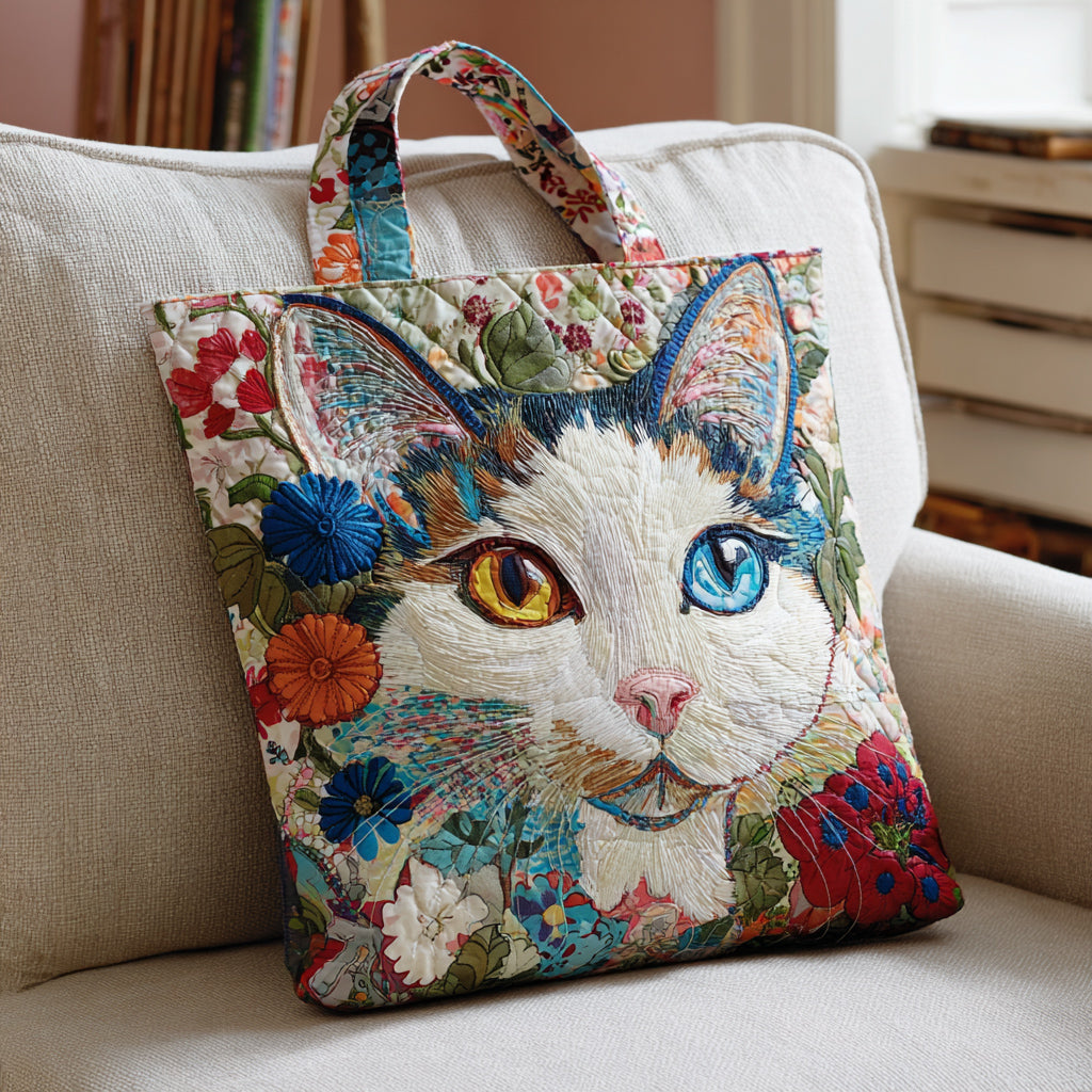 Mosaic Cat Eye Quilted Tote Bag Popular Designer Totes Good Cat Presents