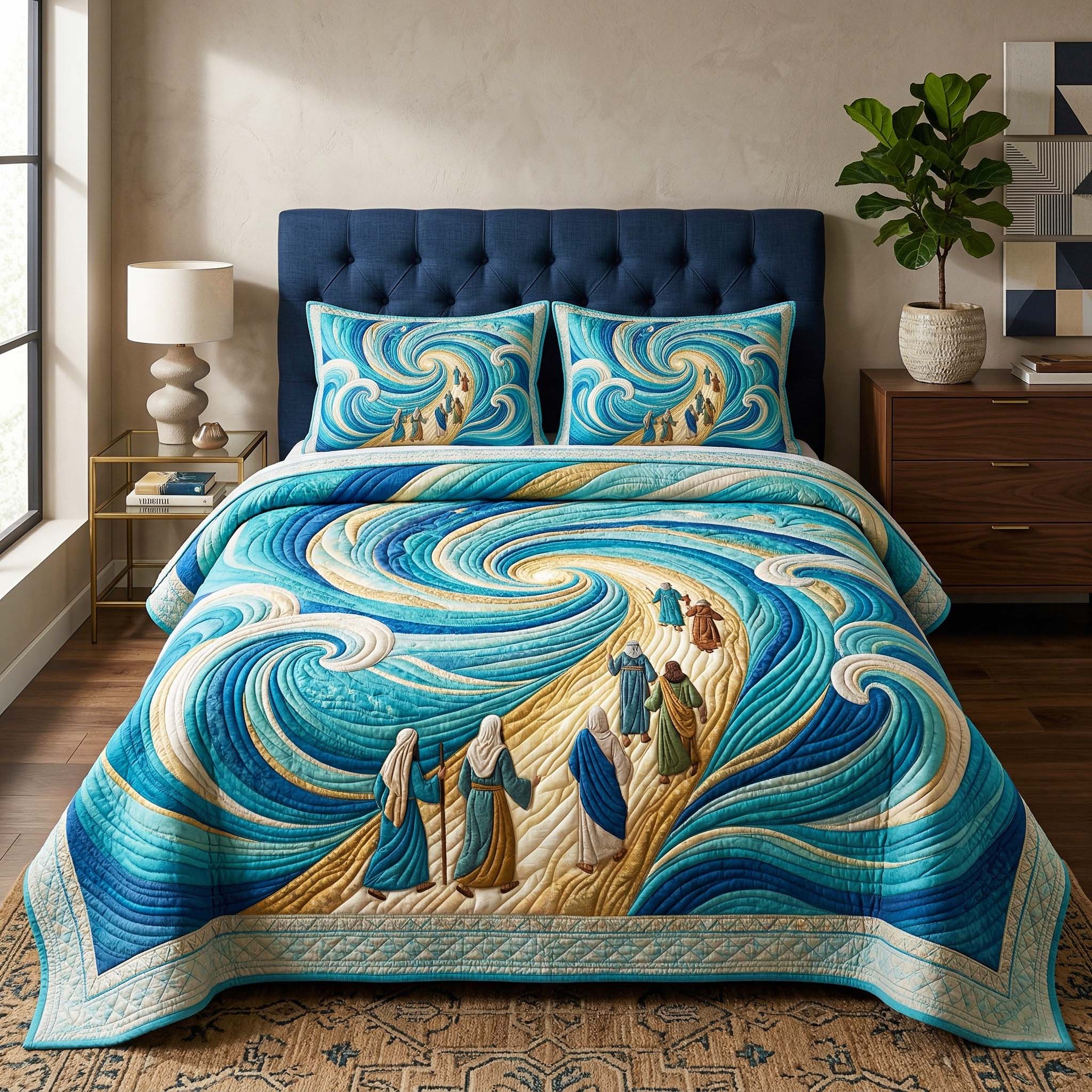 Moses Swirl Quilted Bedding Set Bed Bedding Set Kosher For Passover Gifts