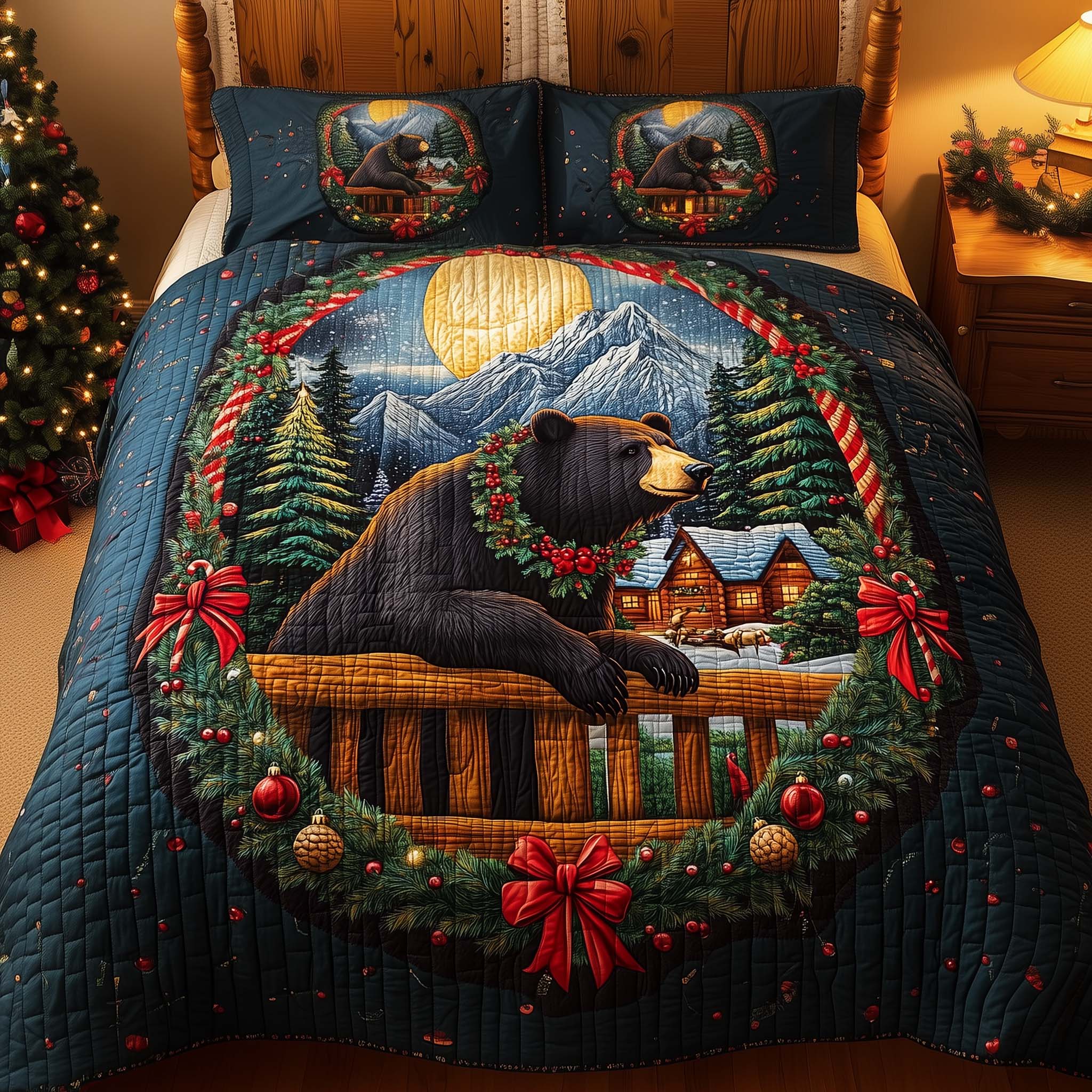Mountain Bear Quilted Bedding Set Bedroom Ideas For Christmas Bear Gifts For Grandma