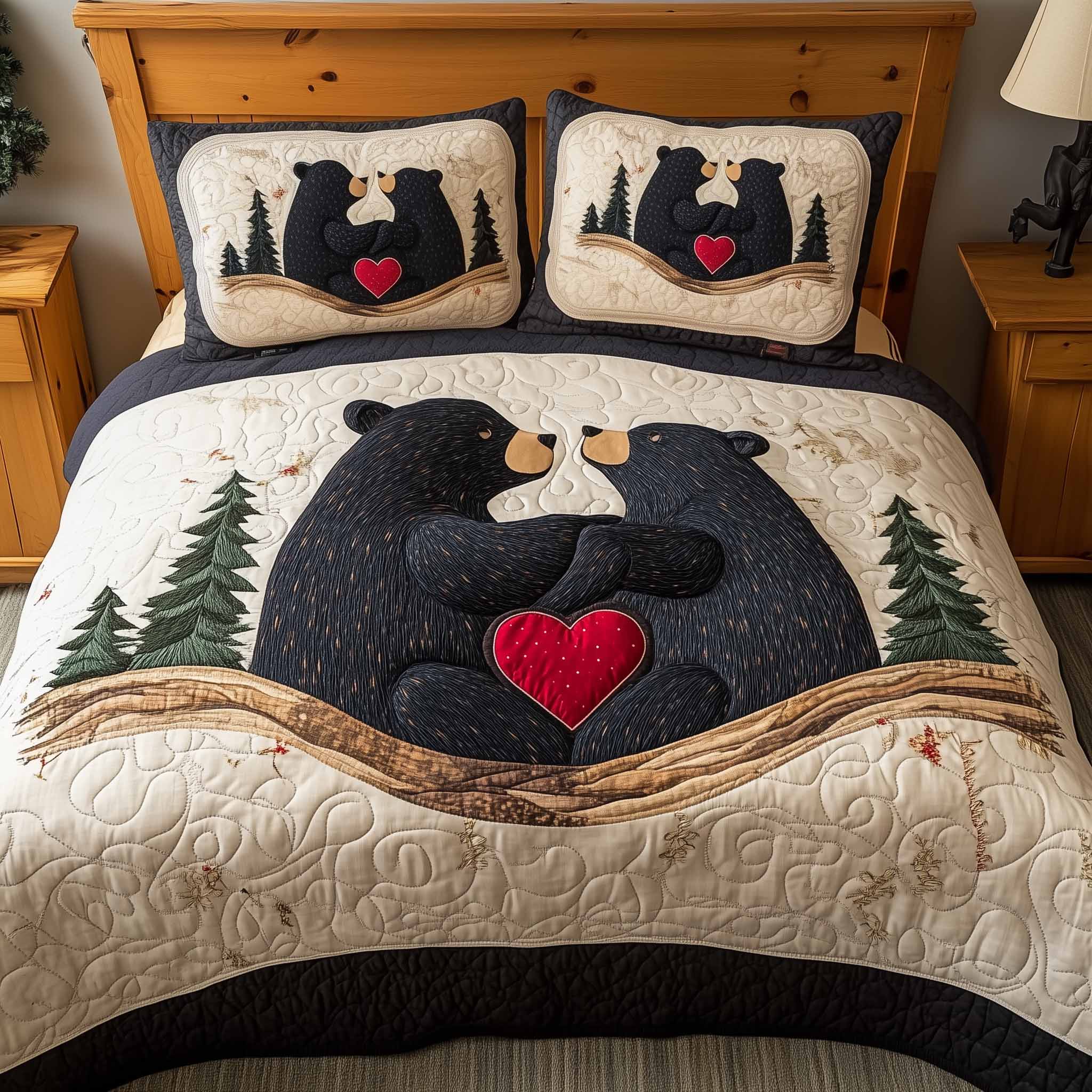 Mountain Love Quilted Bedding Set Bedsheet Comforter Set Bear Gifts For Her