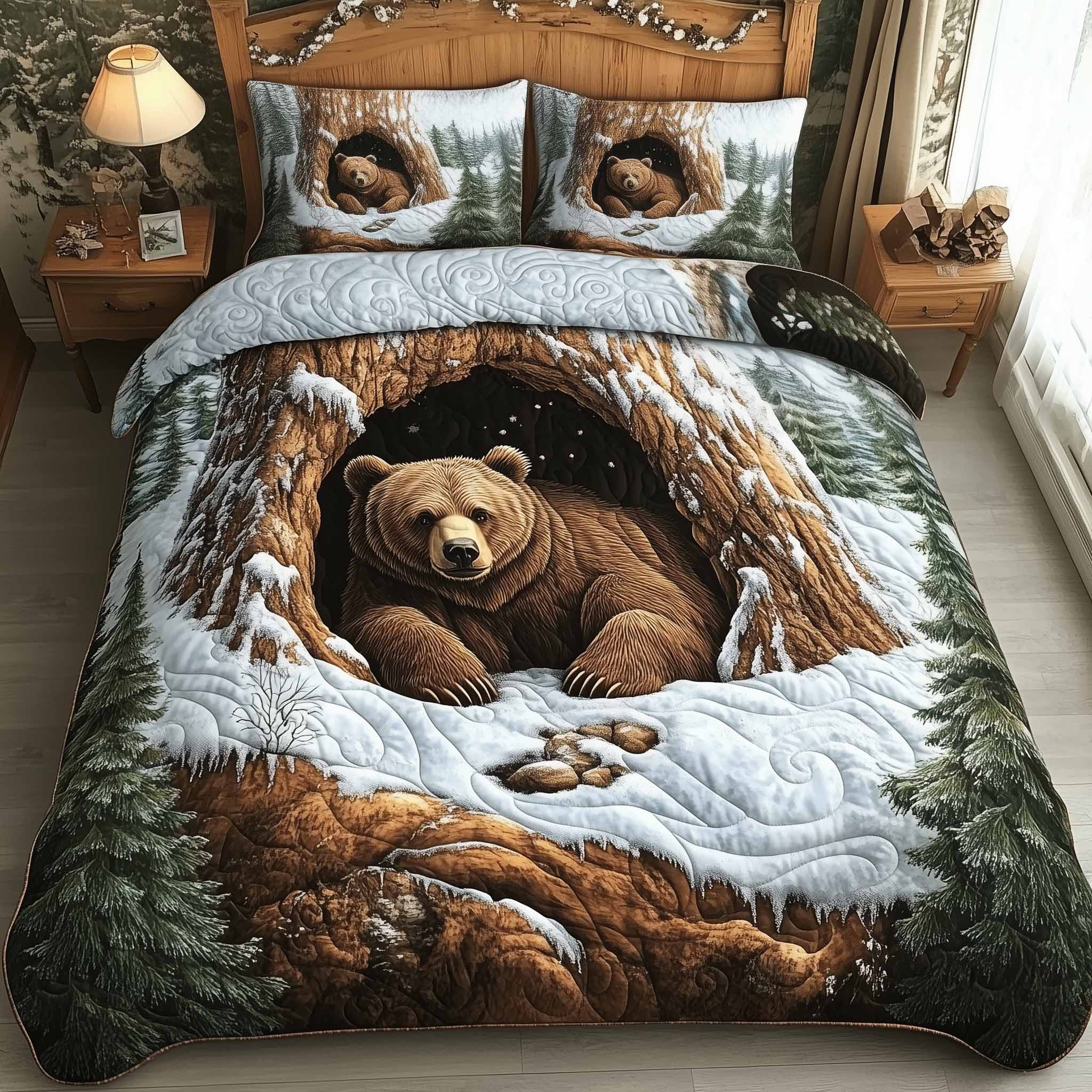 Mountain Love Quilted Bedding Set Best King Bed Sheets Christmas Bear Gifts