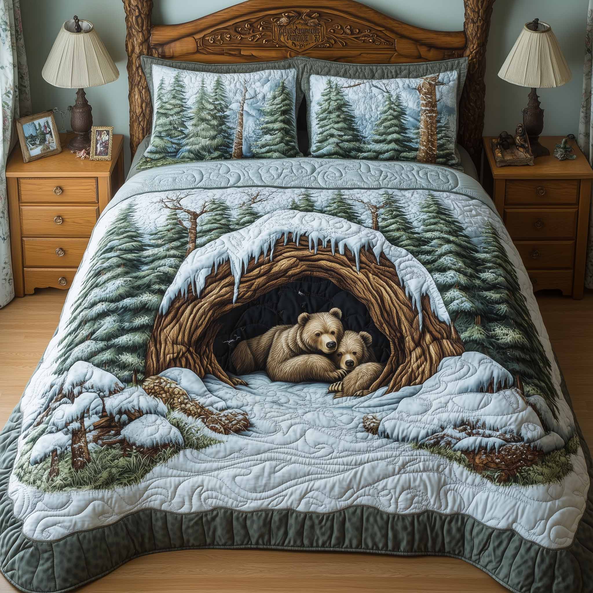 Mountain Love Quilted Bedding Set Best King Sheets Bear Christmas Presents