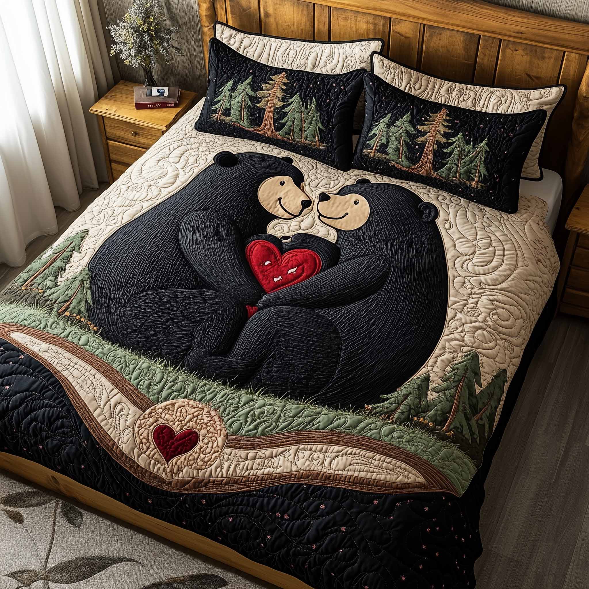 Mountain Love Quilted Bedding Set Comforter Sets Bear Theme Gifts