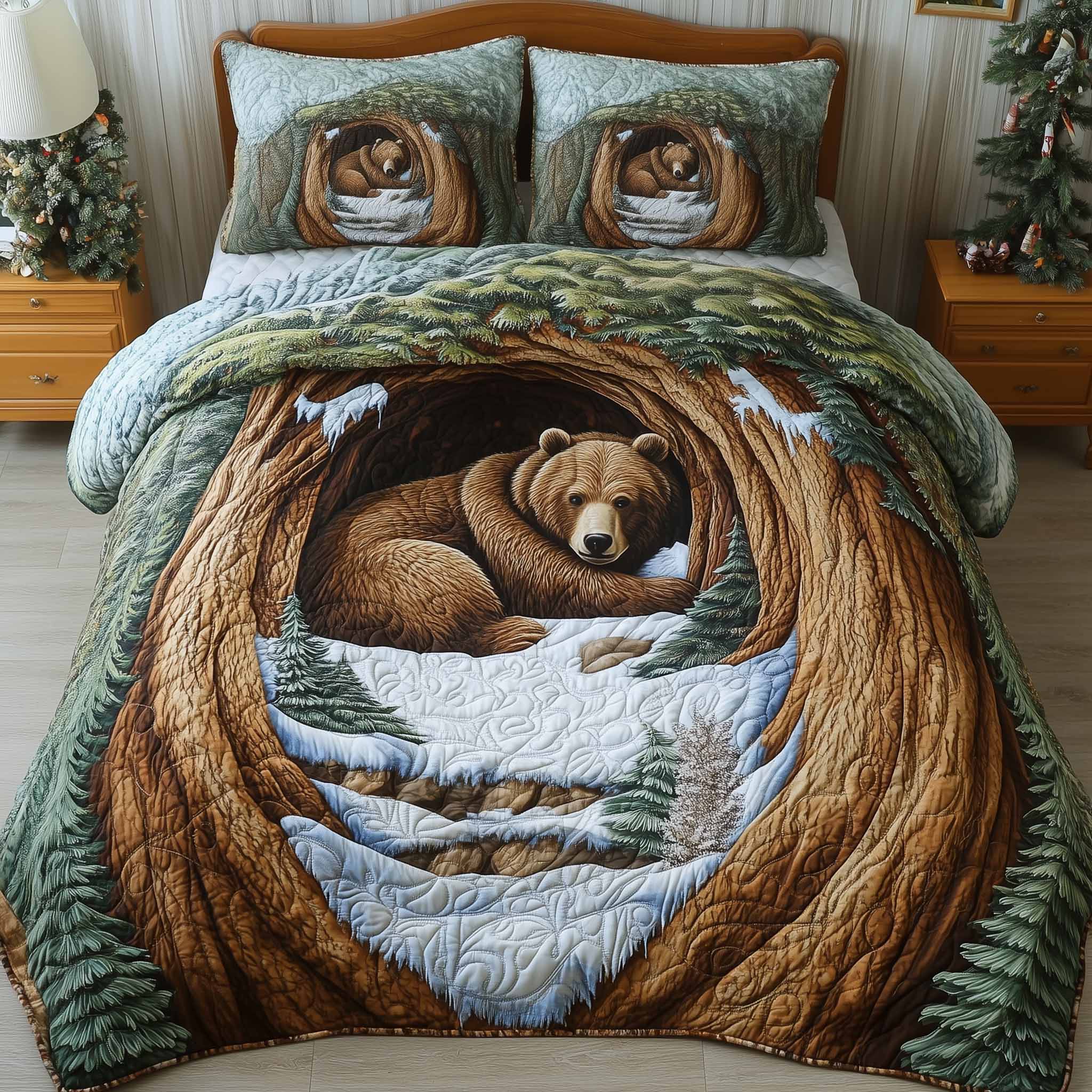 Mountain Love Quilted Bedding Set Good Sheet Sets Gifts For Bear Lovers