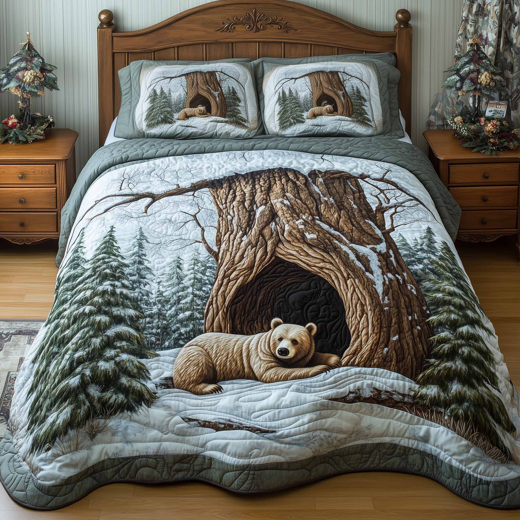 Mountain Love Quilted Bedding Set Nice Bed Sheet Sets Gift Ideas For Bear Lovers