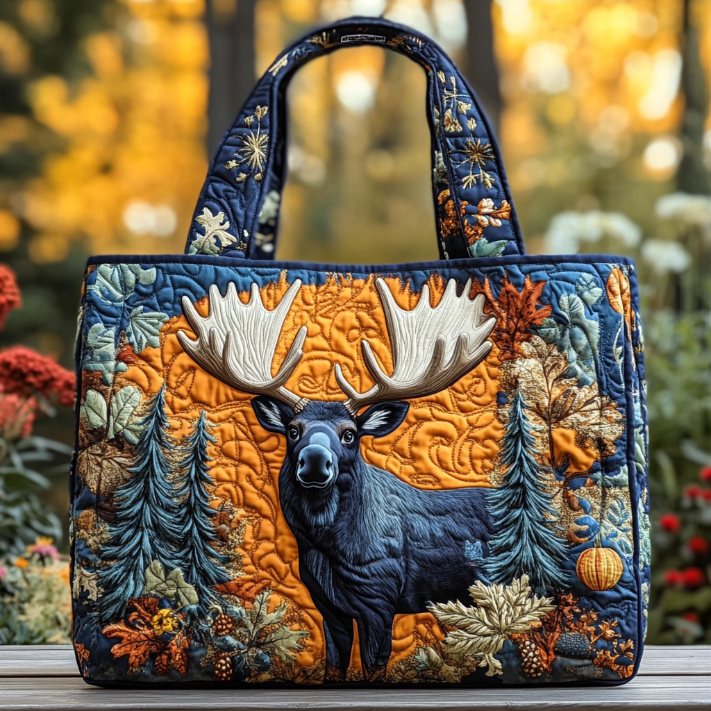 Mountain Moose Quilted Tote Bag Handbags Gift Ideas For Your Mom