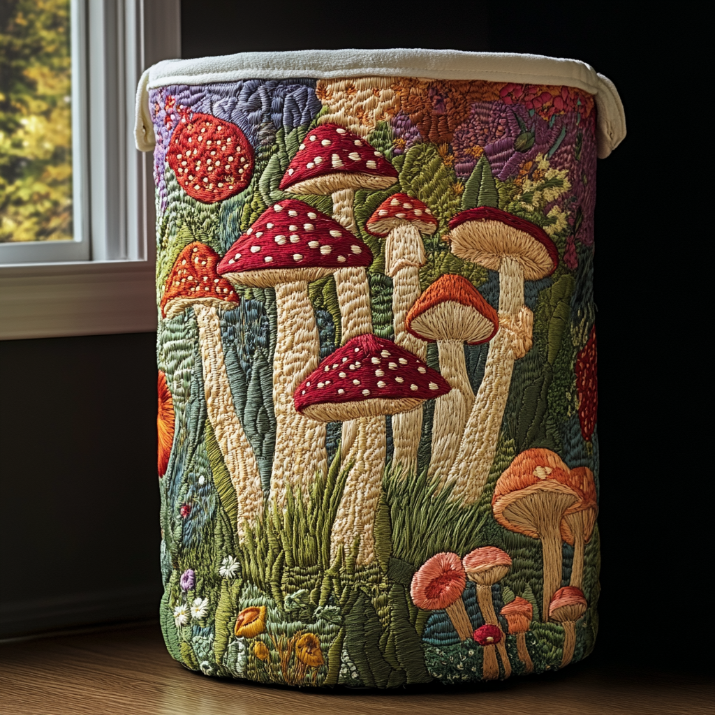 Mushroom Field Quilted Laundry Basket Best Laundry Basket Best Mothers Day Gift Ideas