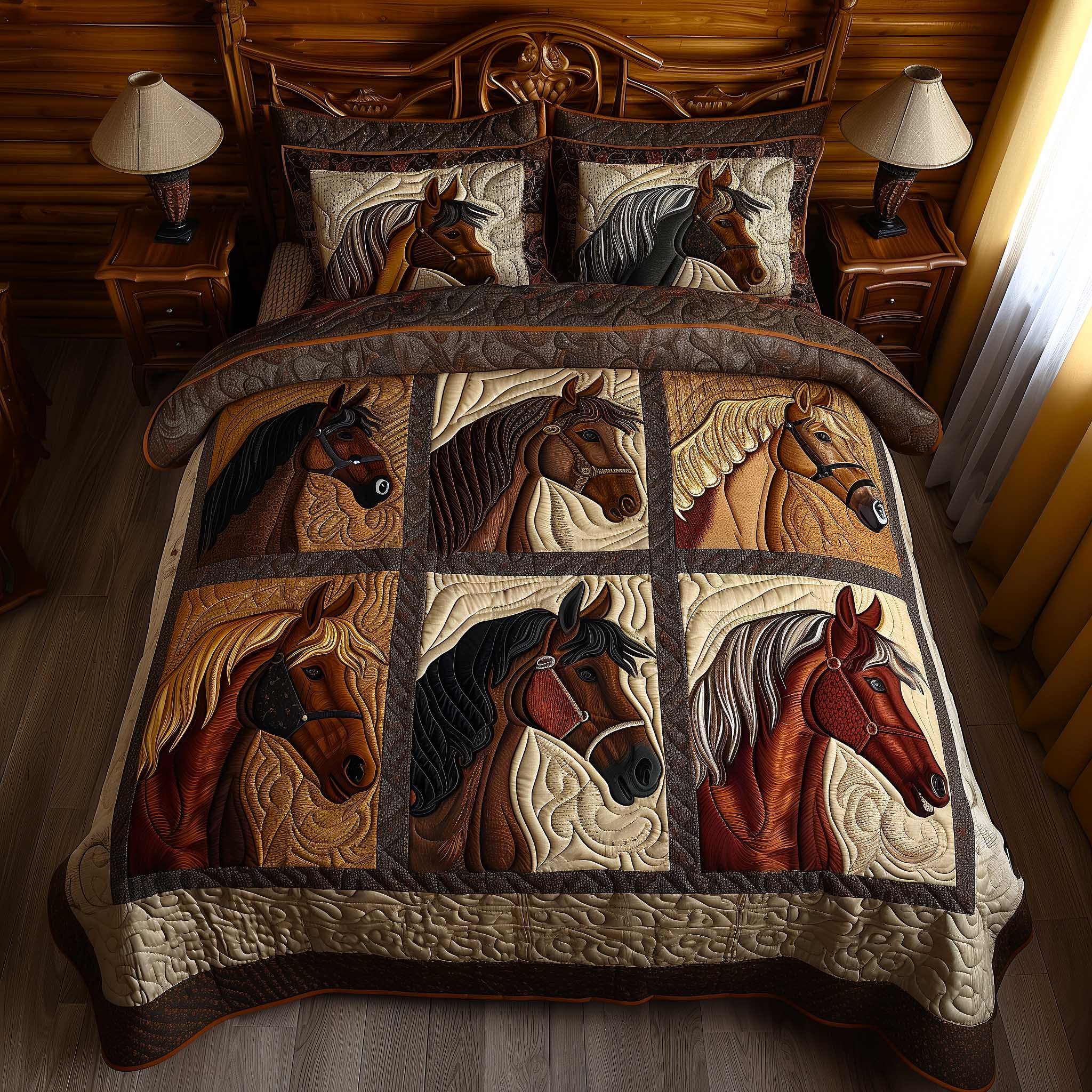 Mustang Ride Quilted Bedding Set Comforter And Sheet Sets Presents For Horse Owners
