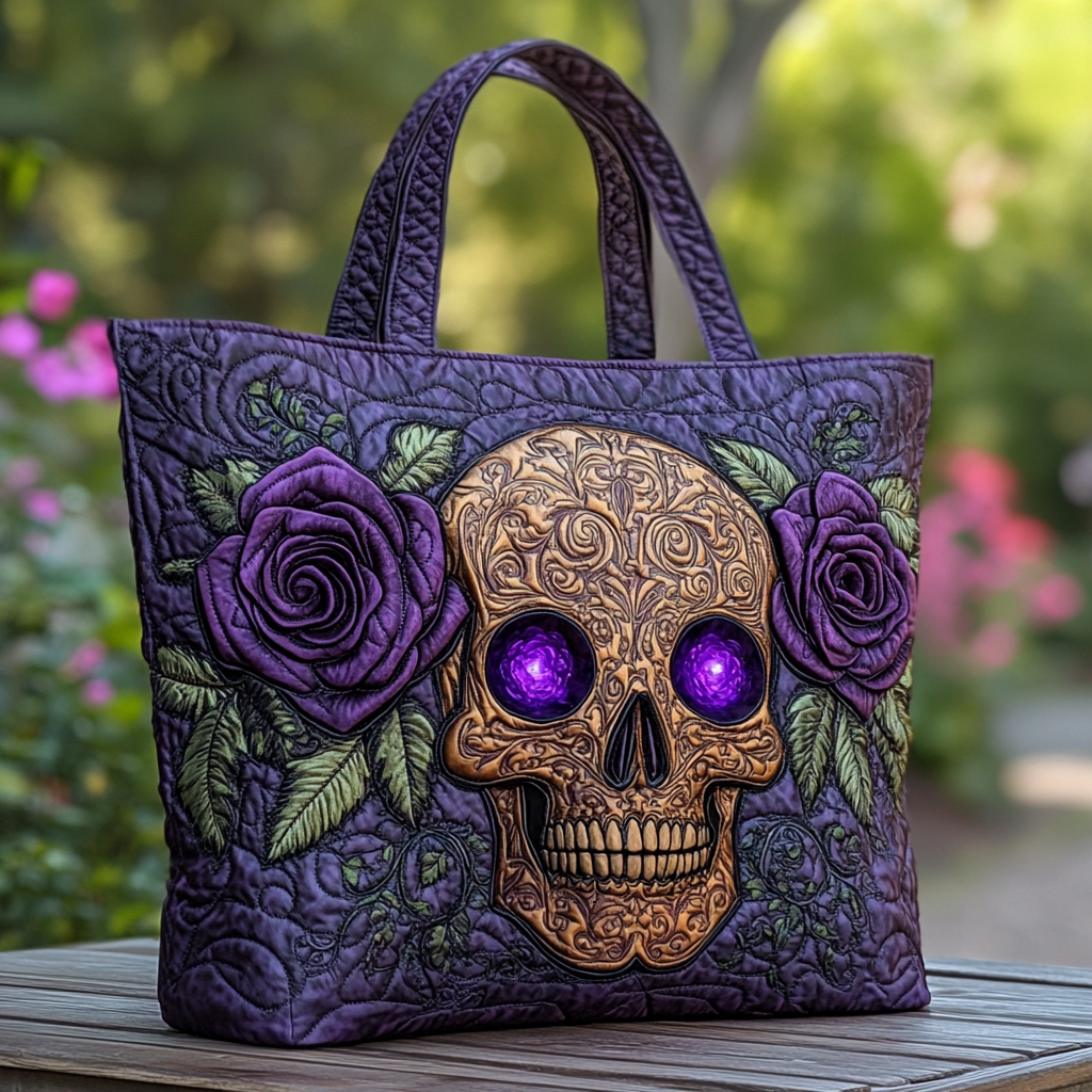 Mystic Glow Quilted Tote Bag Ladies Shoulder Bags Skull Christmas Gifts