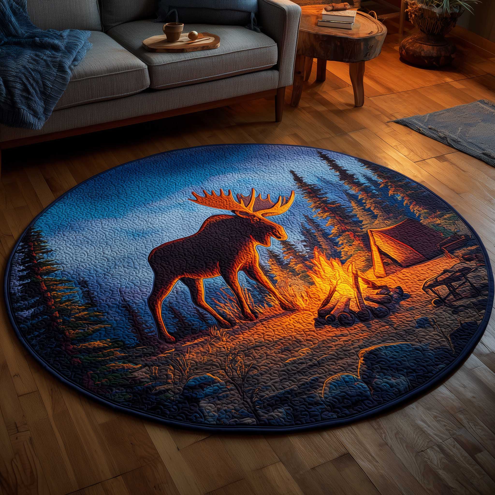 Mystic Moose Quilted Round Mat Comfortable Quilted Round Mat for Relaxing Moments
