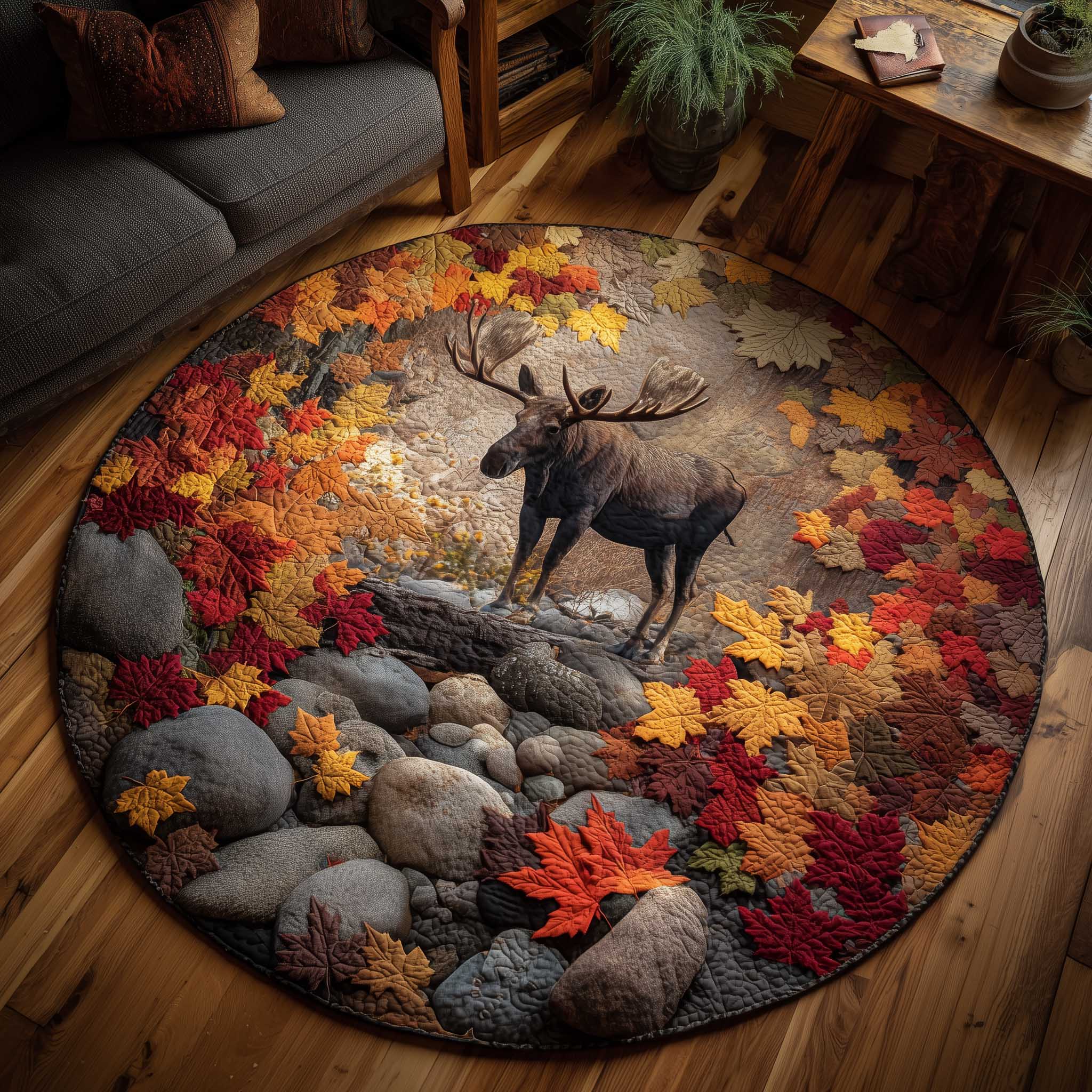 Mystic Moose Quilted Round Mat Trendy Quilted Round Mat That Adds Charm
