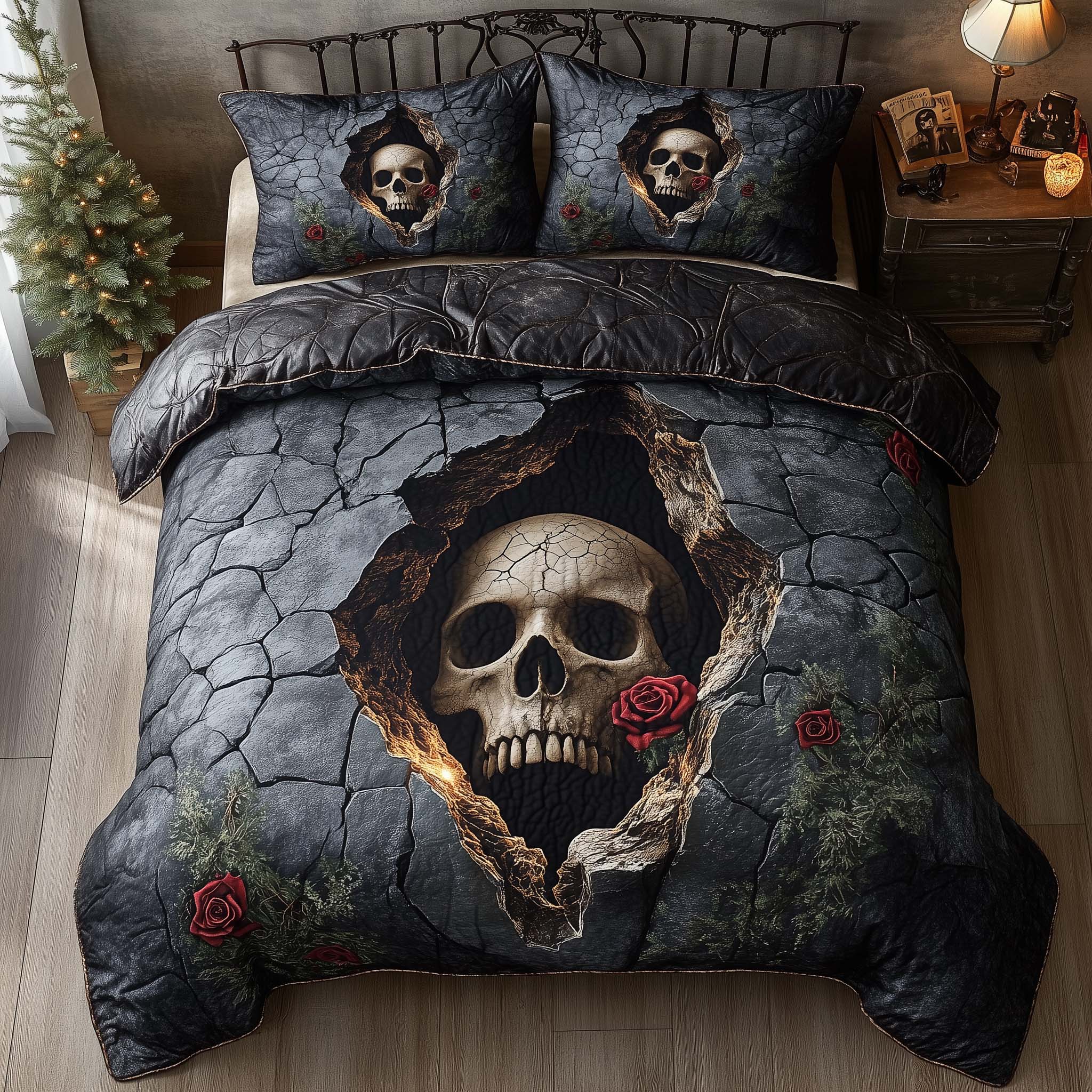Mystique Solo Skull Quilted Bedding Set Best King Bed Sheets Skull Presents For Her