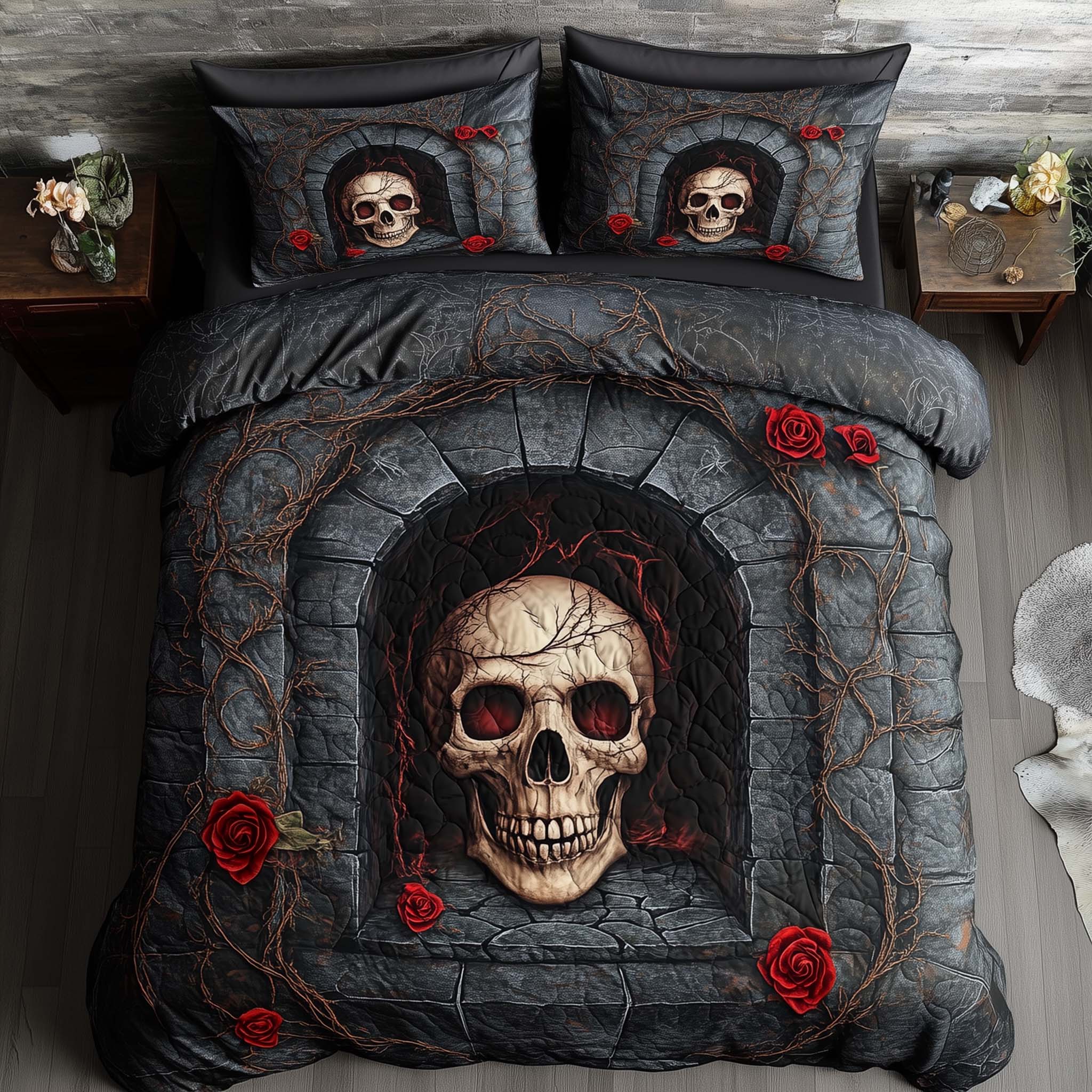 Mystique Solo Skull Quilted Bedding Set Best Sheets Ever Skull Gifts For Him