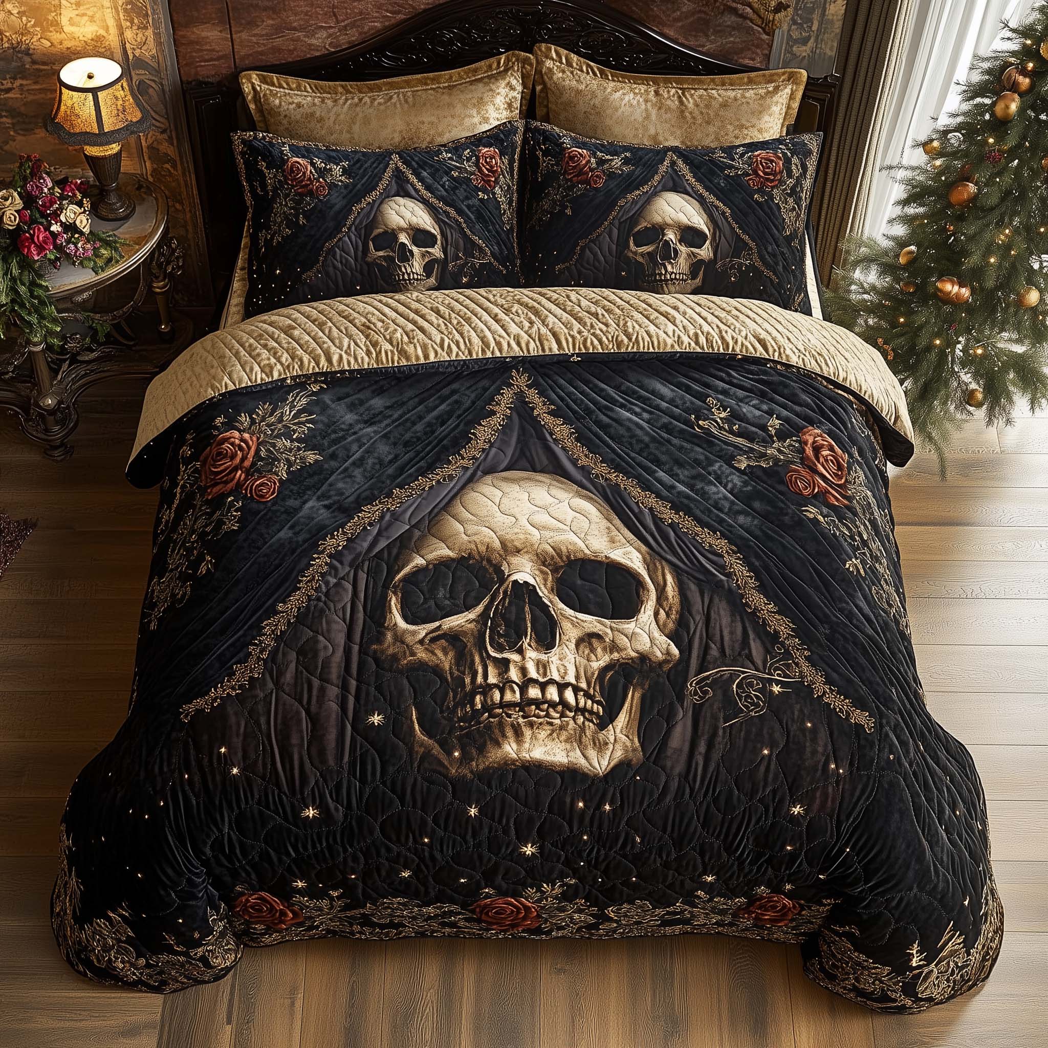 Mystique Solo Skull Quilted Bedding Set Cozy Bedroom Ideas Skull Gifts For Women