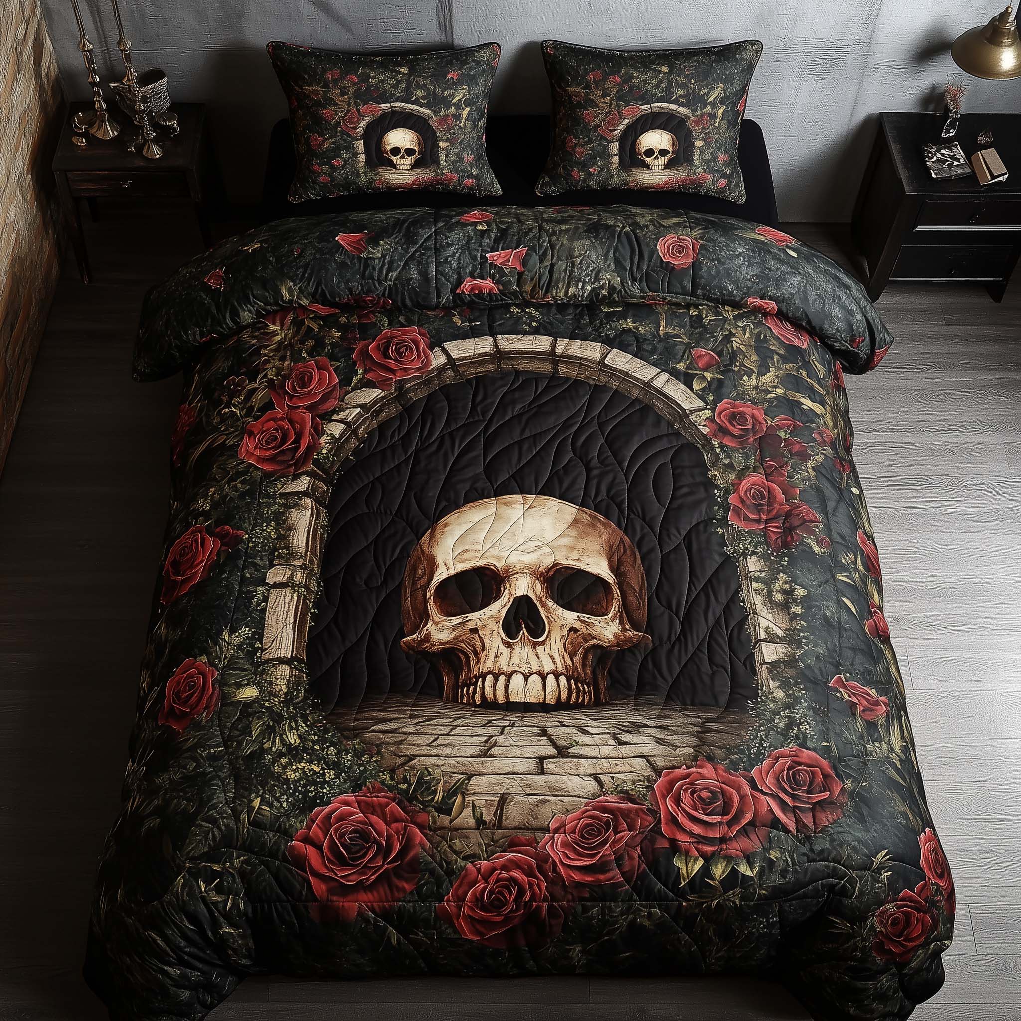 Mystique Solo Skull Quilted Bedding Set Unique Sheet Sets Unusual Skull Gifts