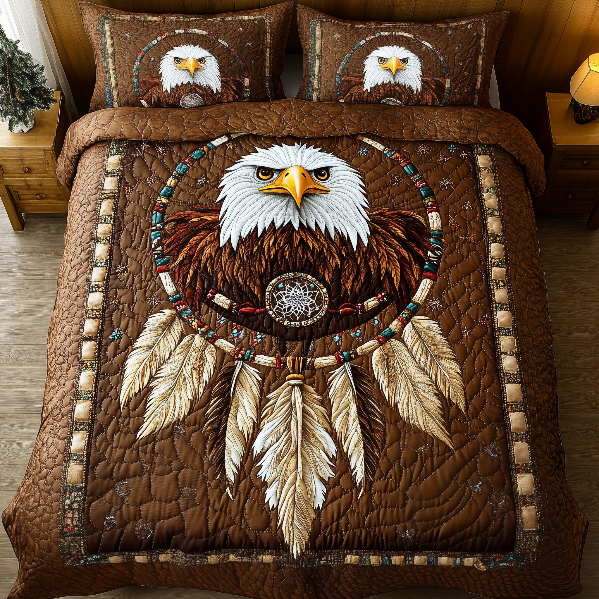 Native American Bald Eagle Dream Catcher Quilted Bedding Set Comforter Sets Native American Dad Birthday Gifts