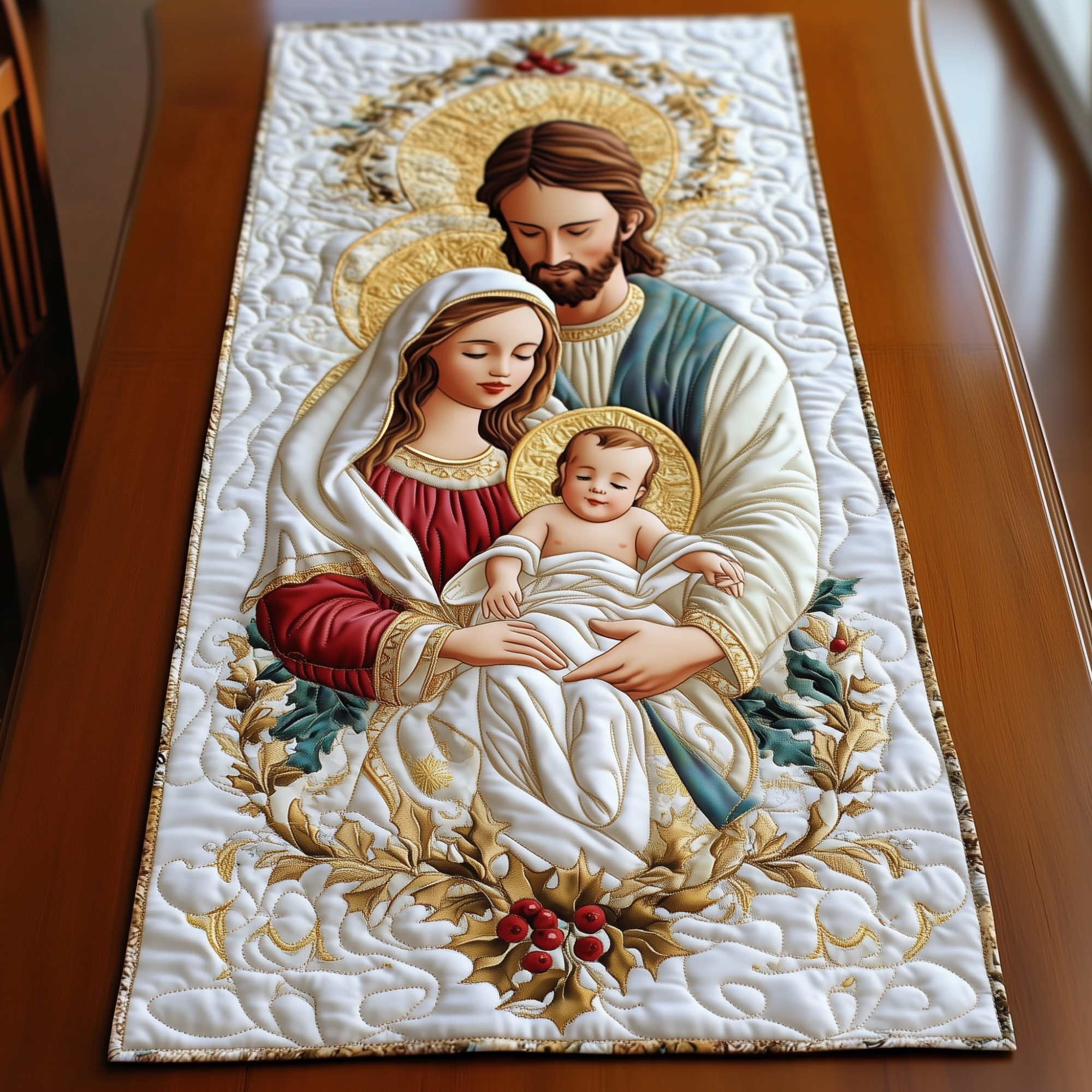 Nativity Blessing Quilted Table Runner Runner Christmas Decoration Good Xmas Gifts For Her