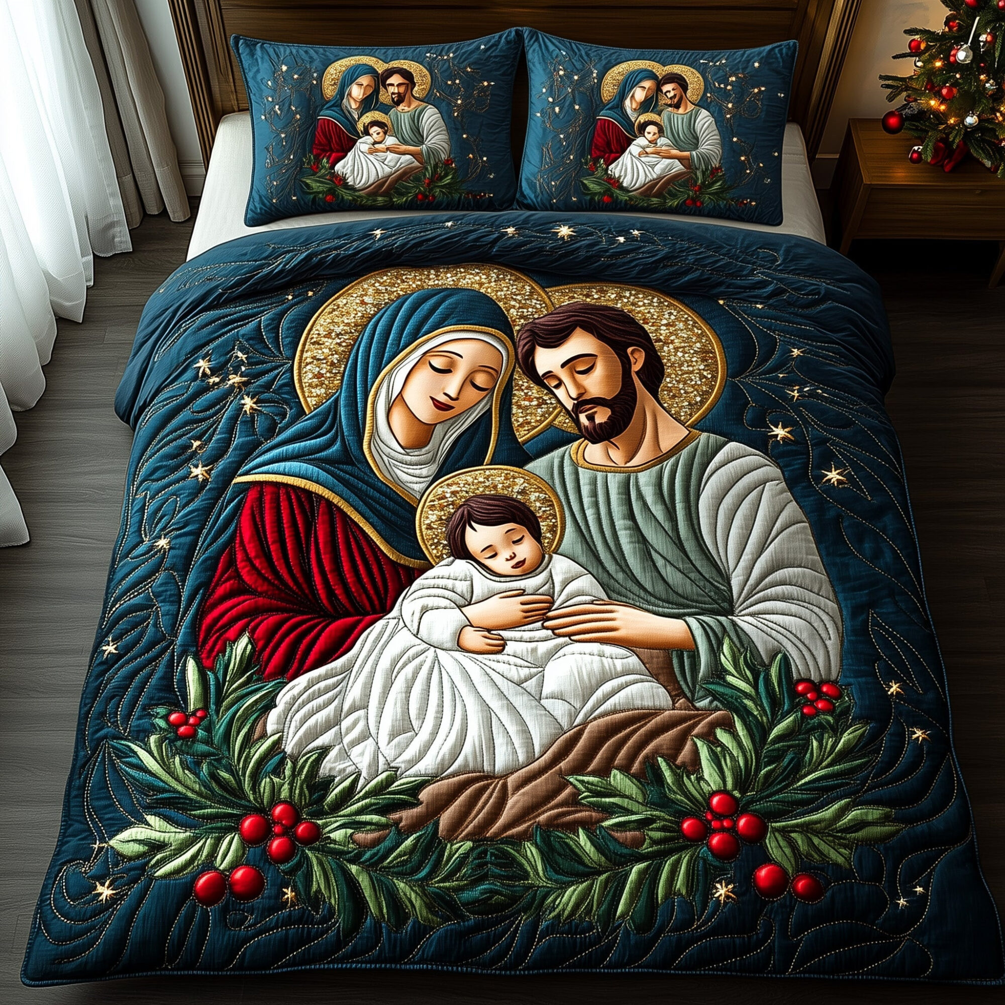 Nativity Quilted Bedding Set The Birth Of Jesus Unique Christmas Gifts For Christians