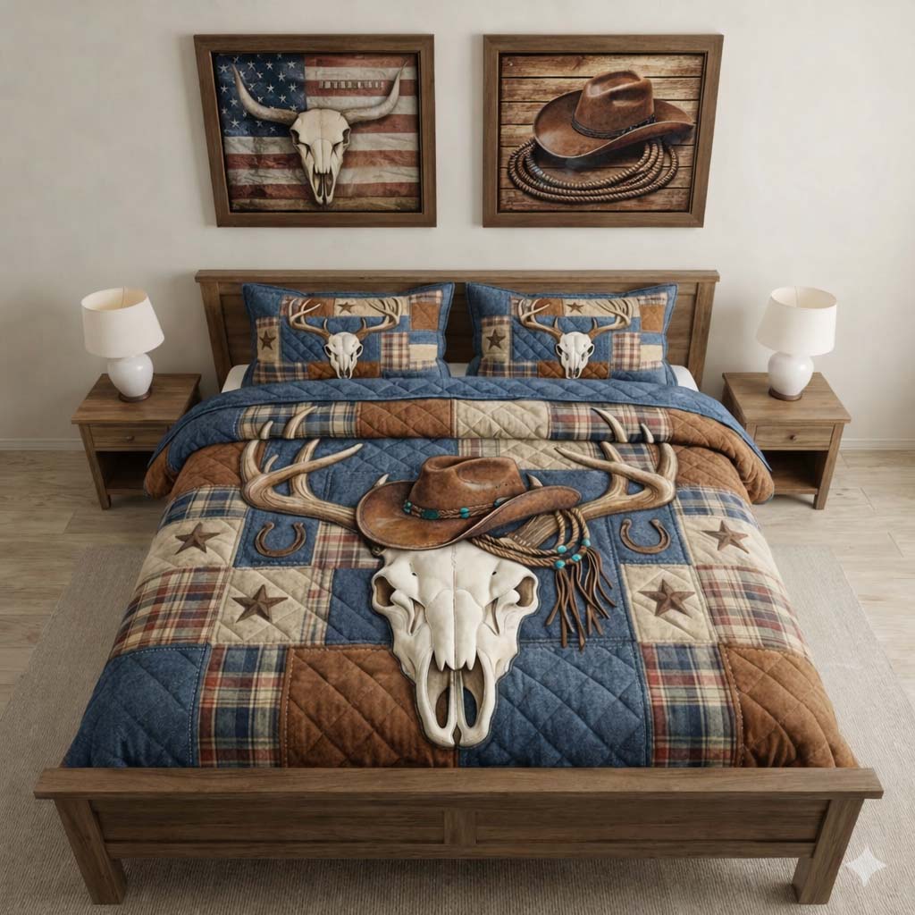 Nature Antlers Quilted Bedding Set Bedding Ideas Deer Gifts For Brothers