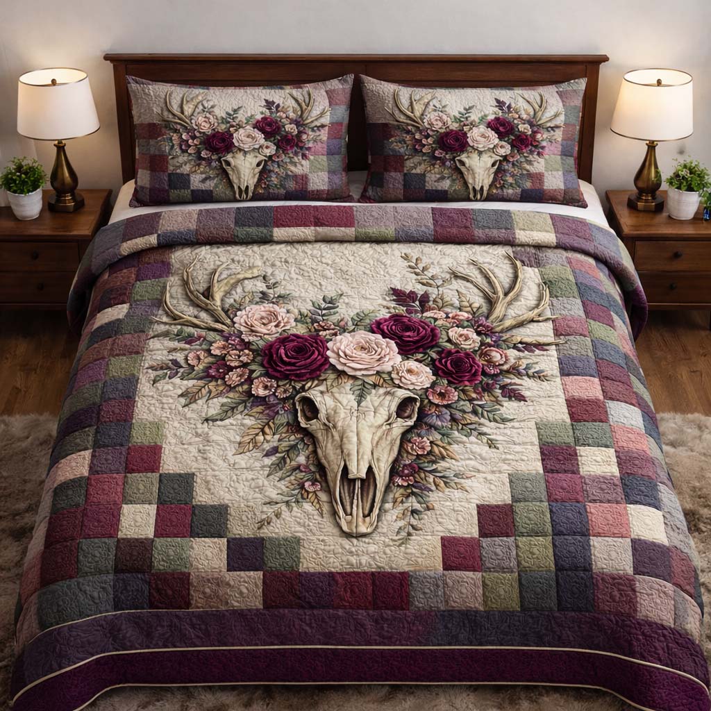 Nature Antlers Quilted Bedding Set Bedroom Furniture Ideas Deer Gifts For Friends